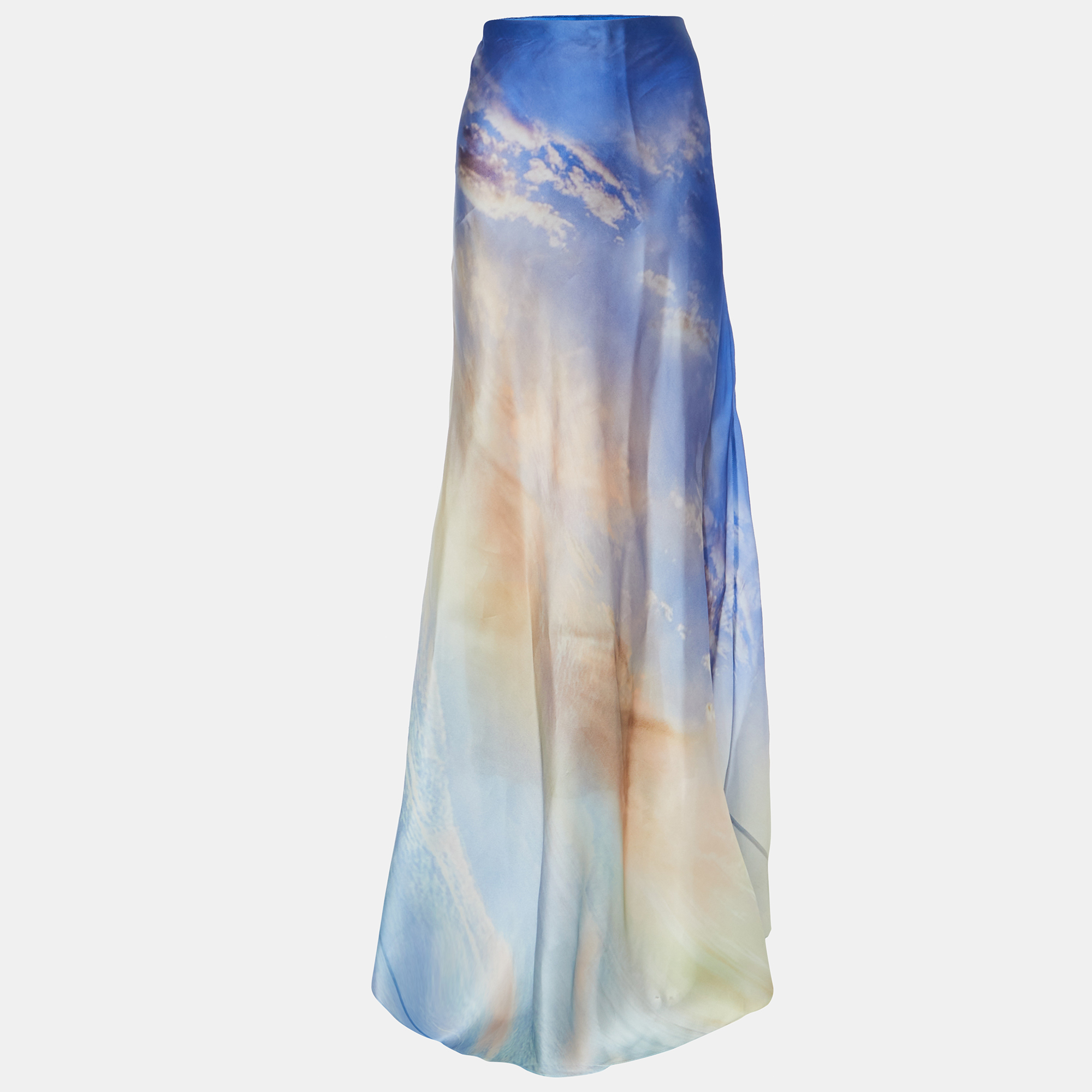 

Zimmermann Blue Tame Printed Silk Flared Maxi Skirt XS