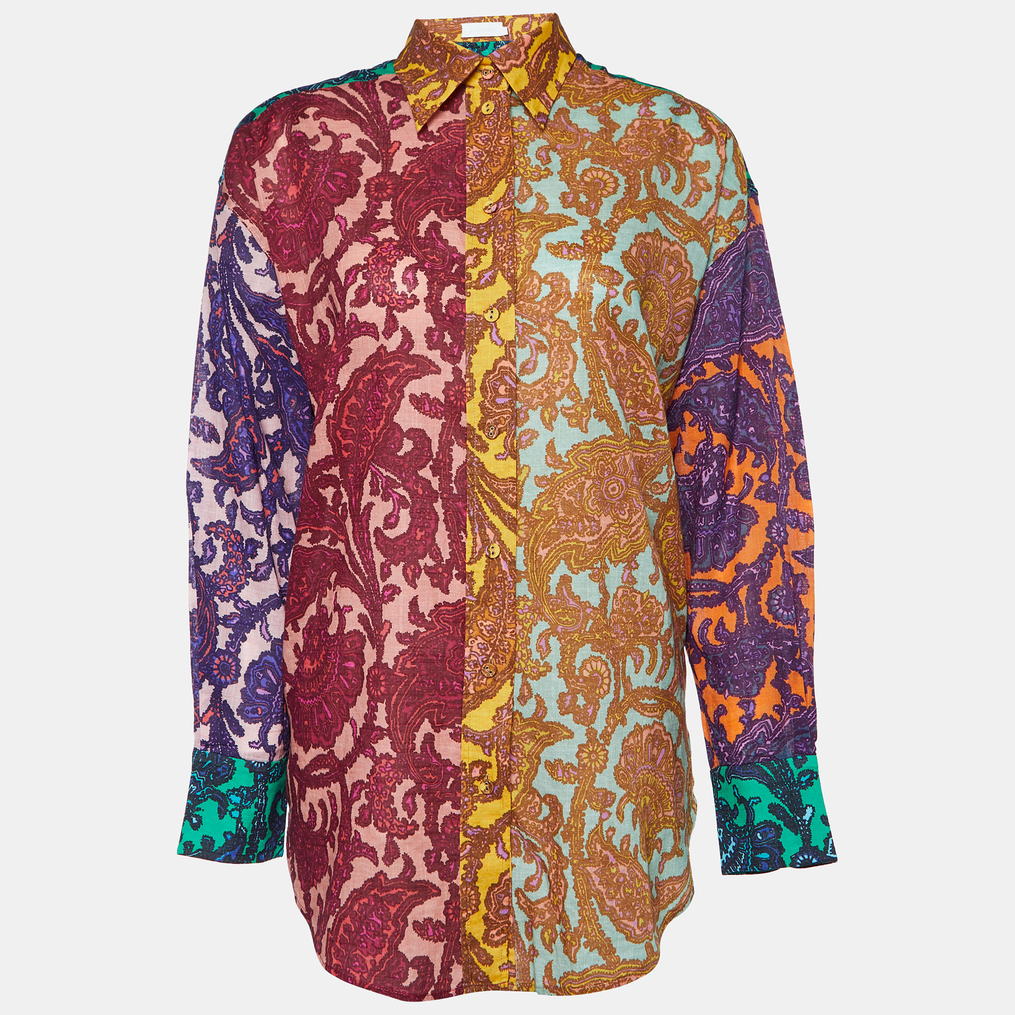 Pre-owned Zimmermann Multicolor Paisley Print Cotton Button Front Shirt M