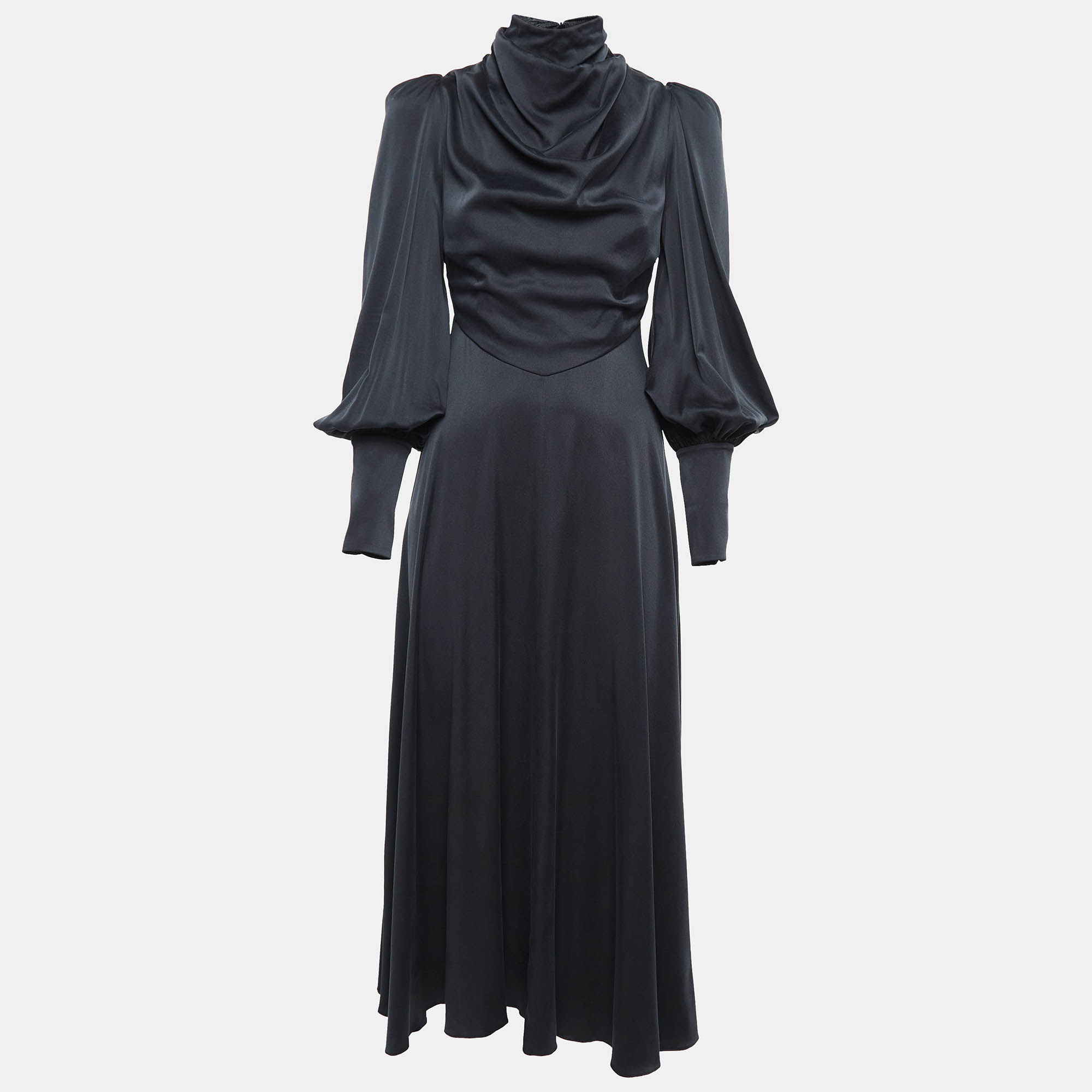 

Zimmermann Black Satin Cowl Neck Maxi Dress S