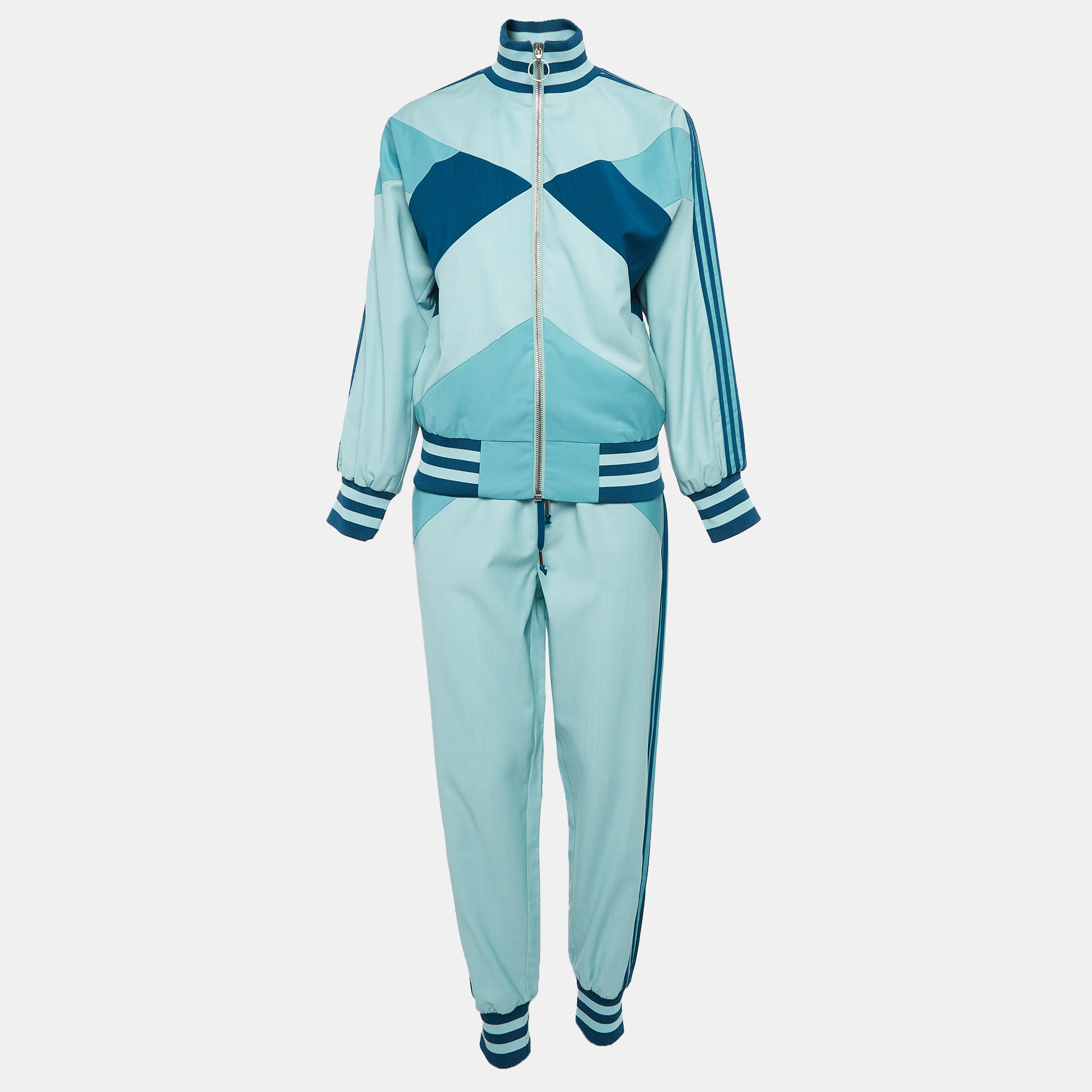 

Zimmermann Blue Wool Colorblock Pattern Track Suit Set S