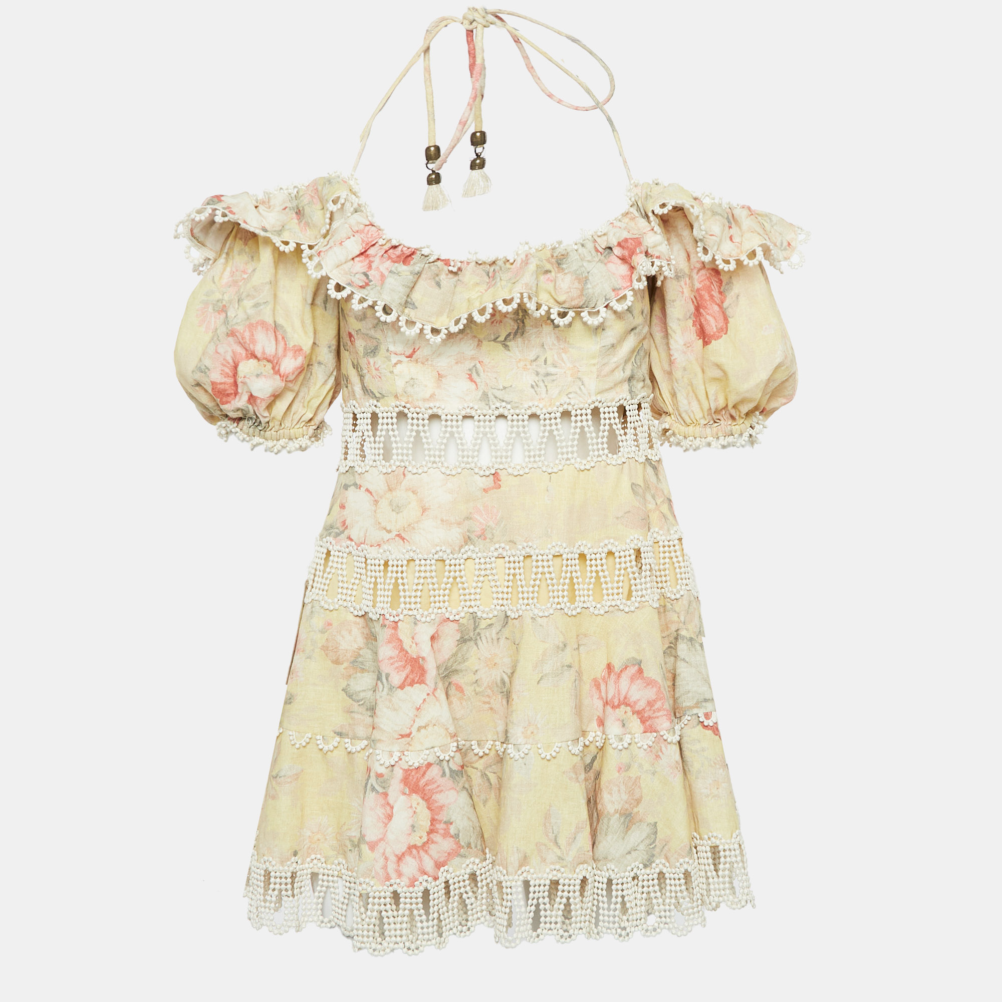 

Zimmermann Yellow Floral Print Linen & Cotton Mini Dress M