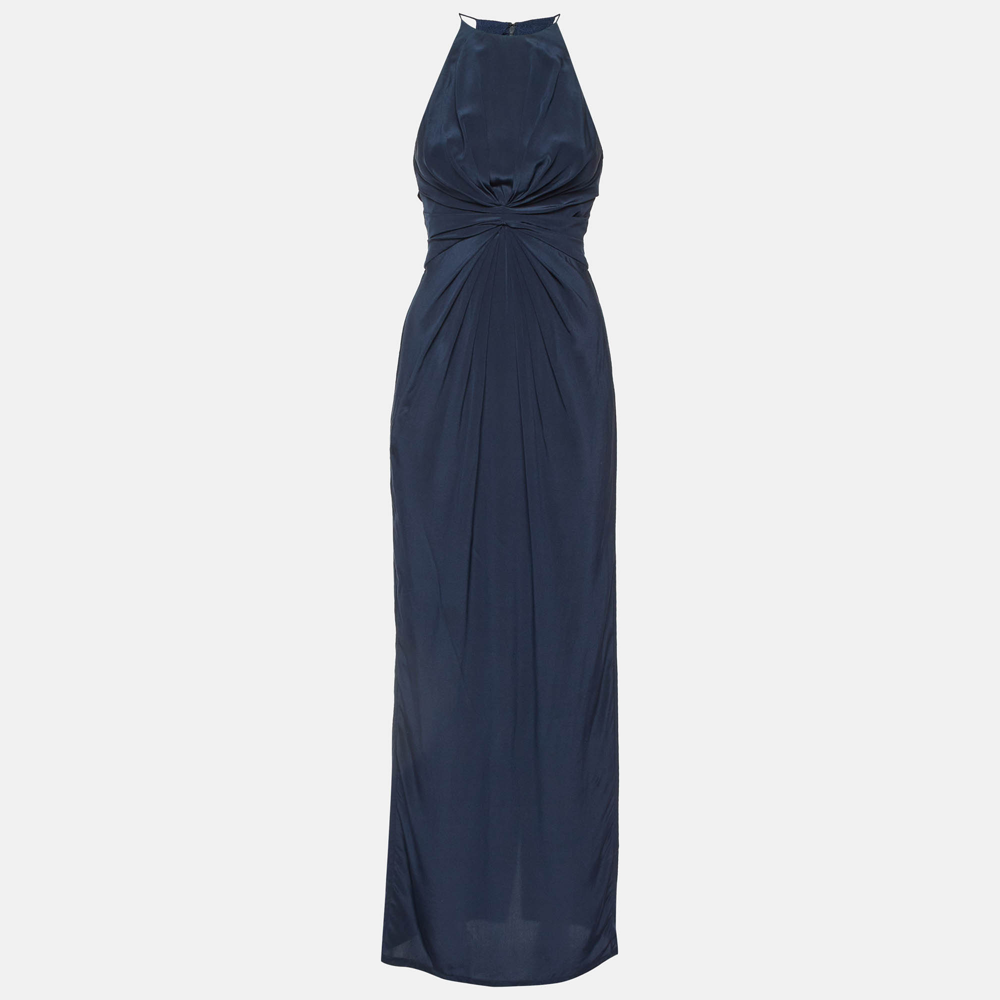 

Zimmermann Midnight Blue Silk Halter Neck Maxi Dress S, Navy blue