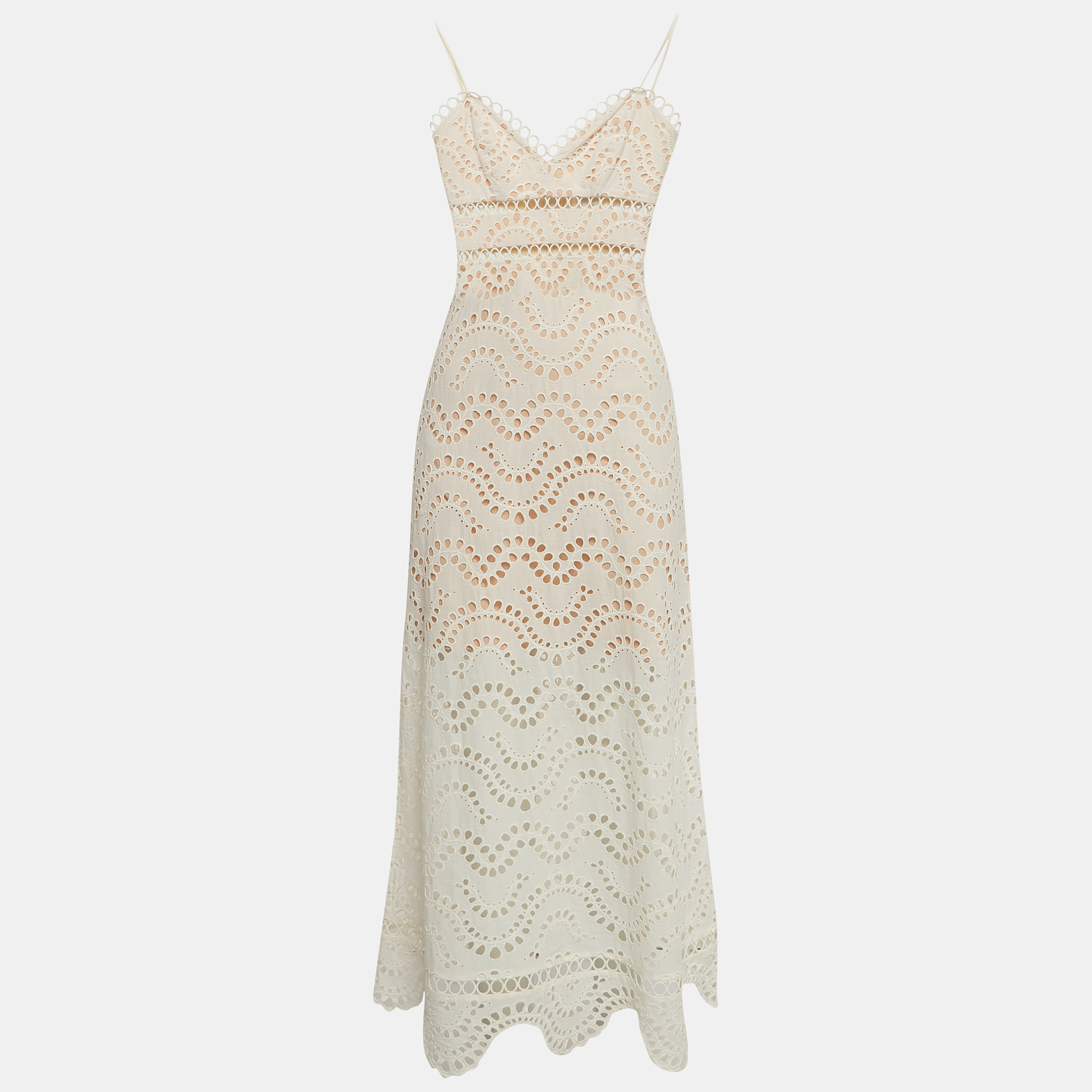 

Zimmermann Ivory White Cotton Jaya Wave Midi Dress S