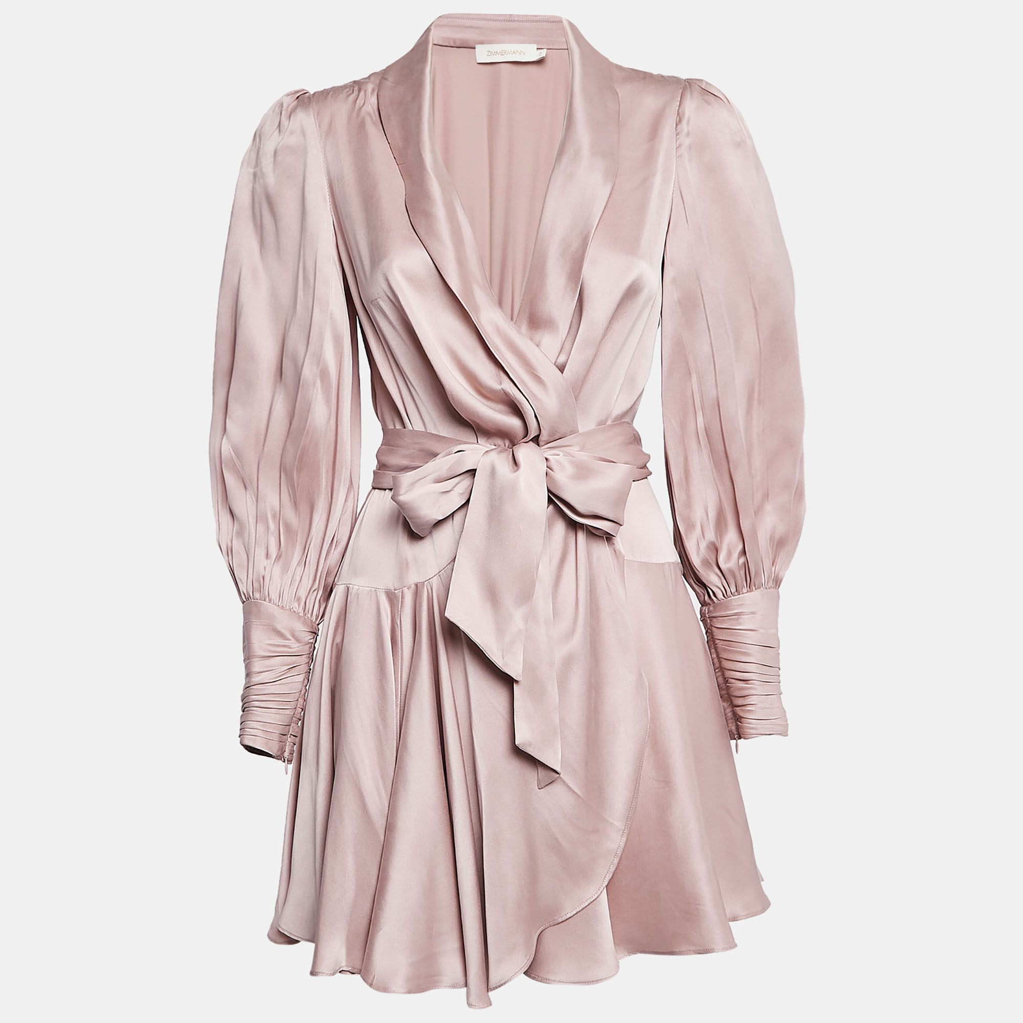 Pre-owned Zimmermann Pink Silk Wrap-up Mini Dress Xs