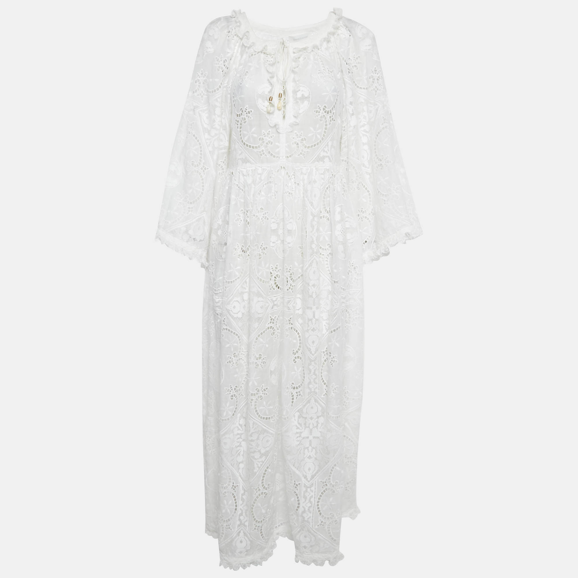 

Zimmermann White Broderie Anglaise Crepe Midi Dress M