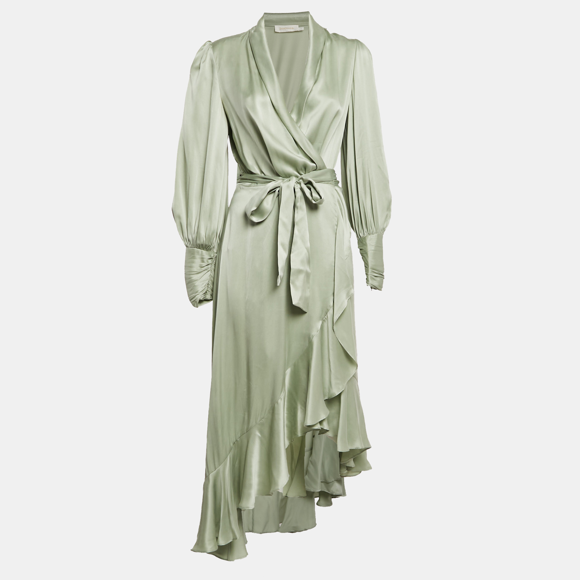 

Zimmermann Ice Green Silk Wrap Dress S