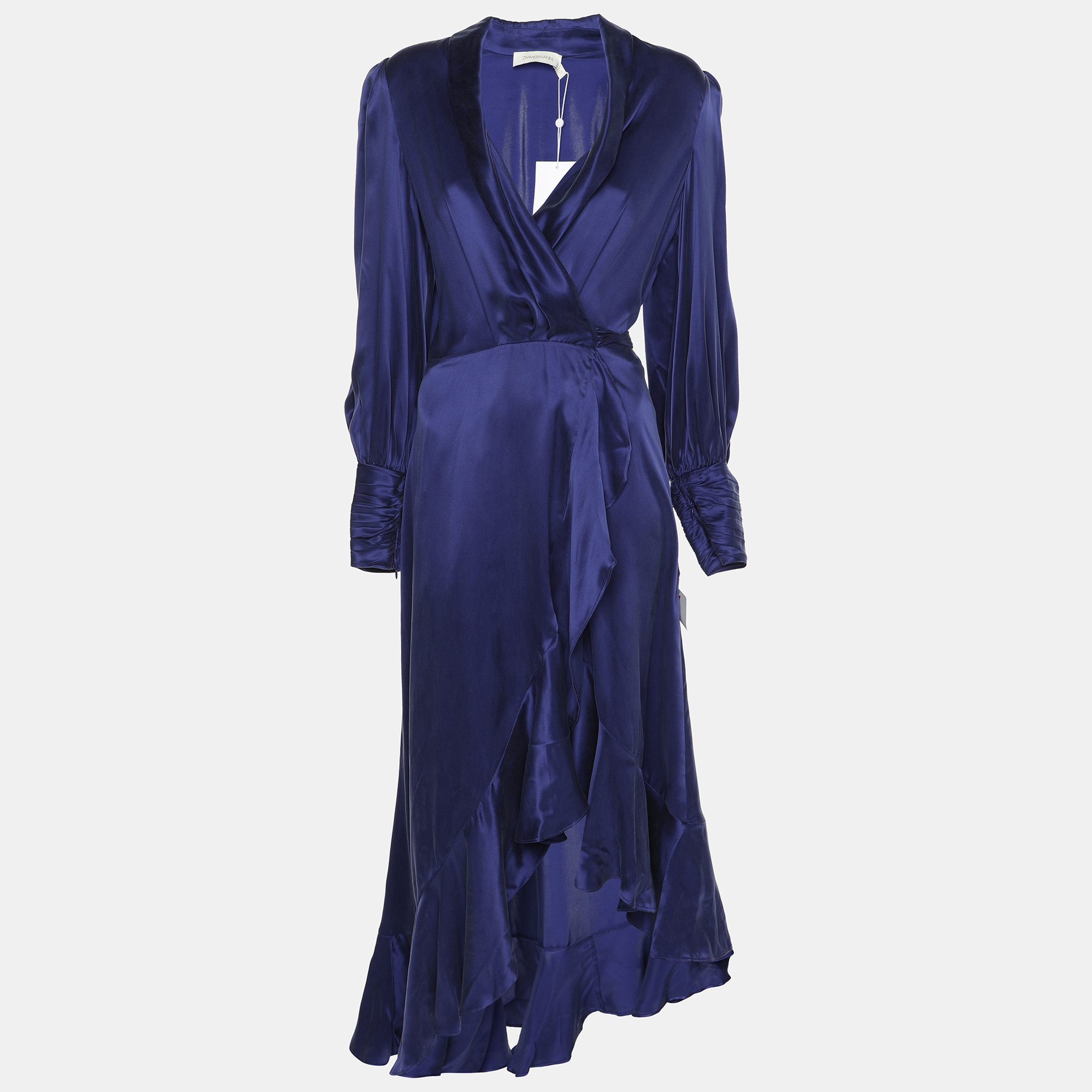 

Zimmermann Blue Indigo Silk Belted Maxi Dress S