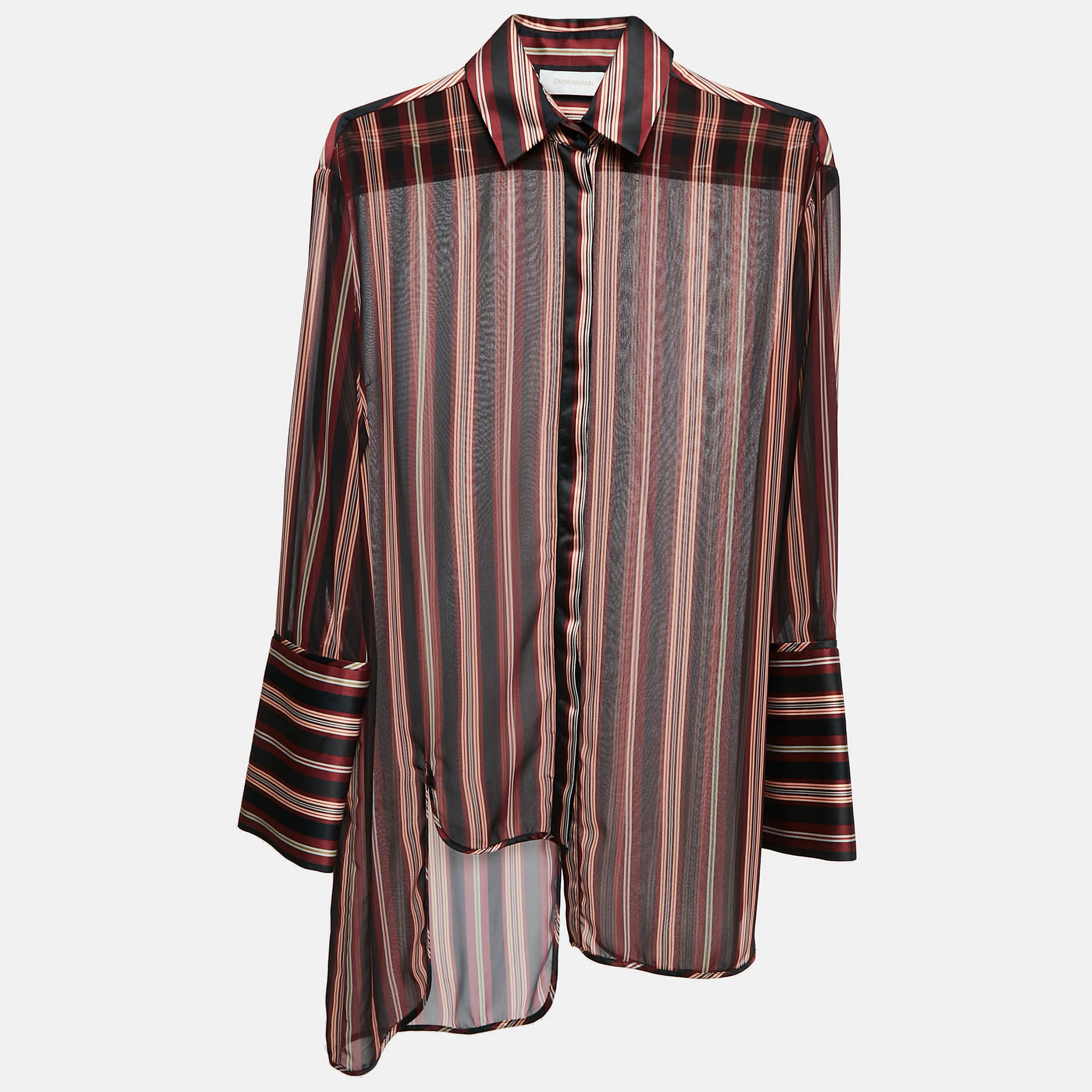 

Zimmermann Multicolor Striped Georgette Asymmetrical Shirt L