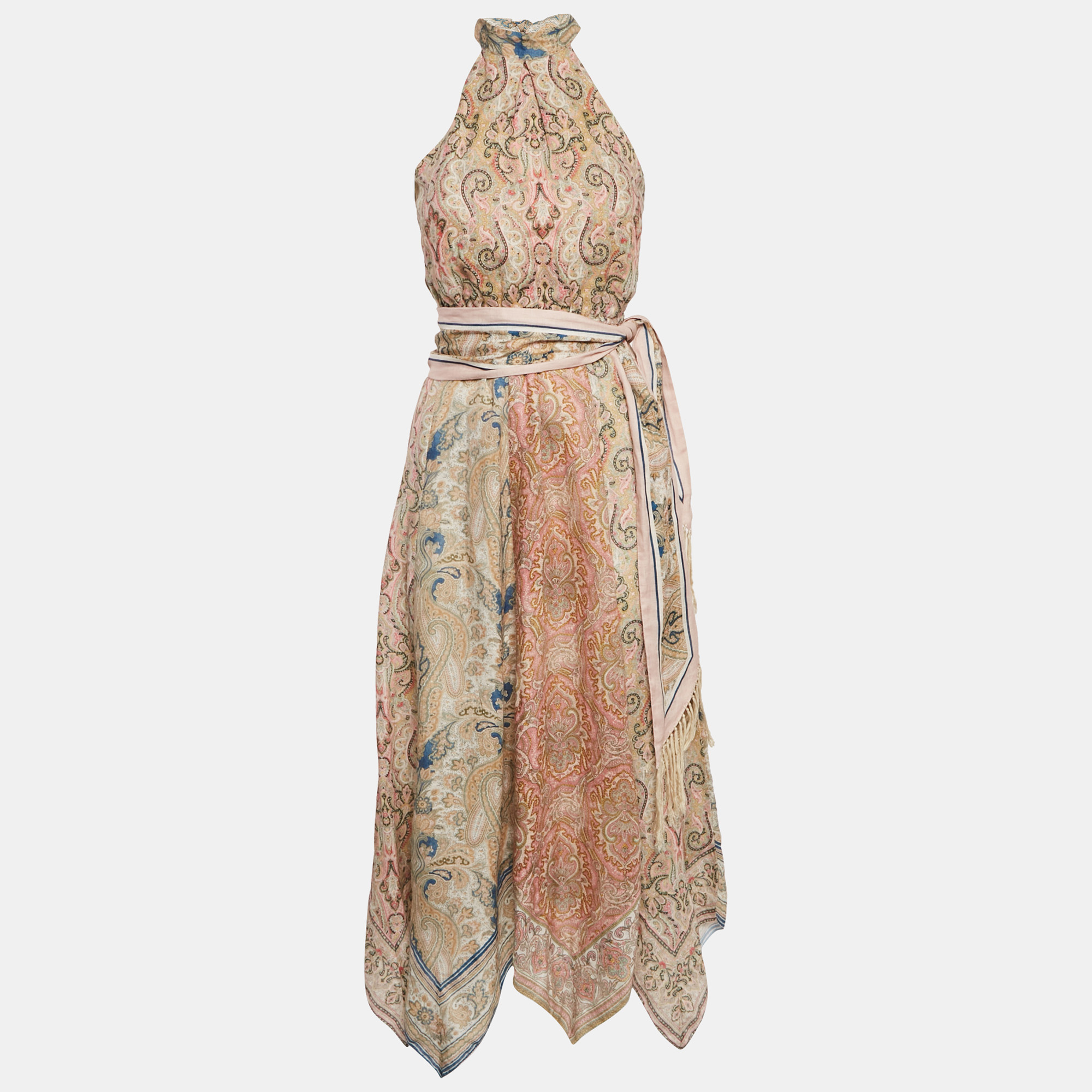 

Zimmermann Multicolor Printed Cotton Halter Neck Maxi Dress M