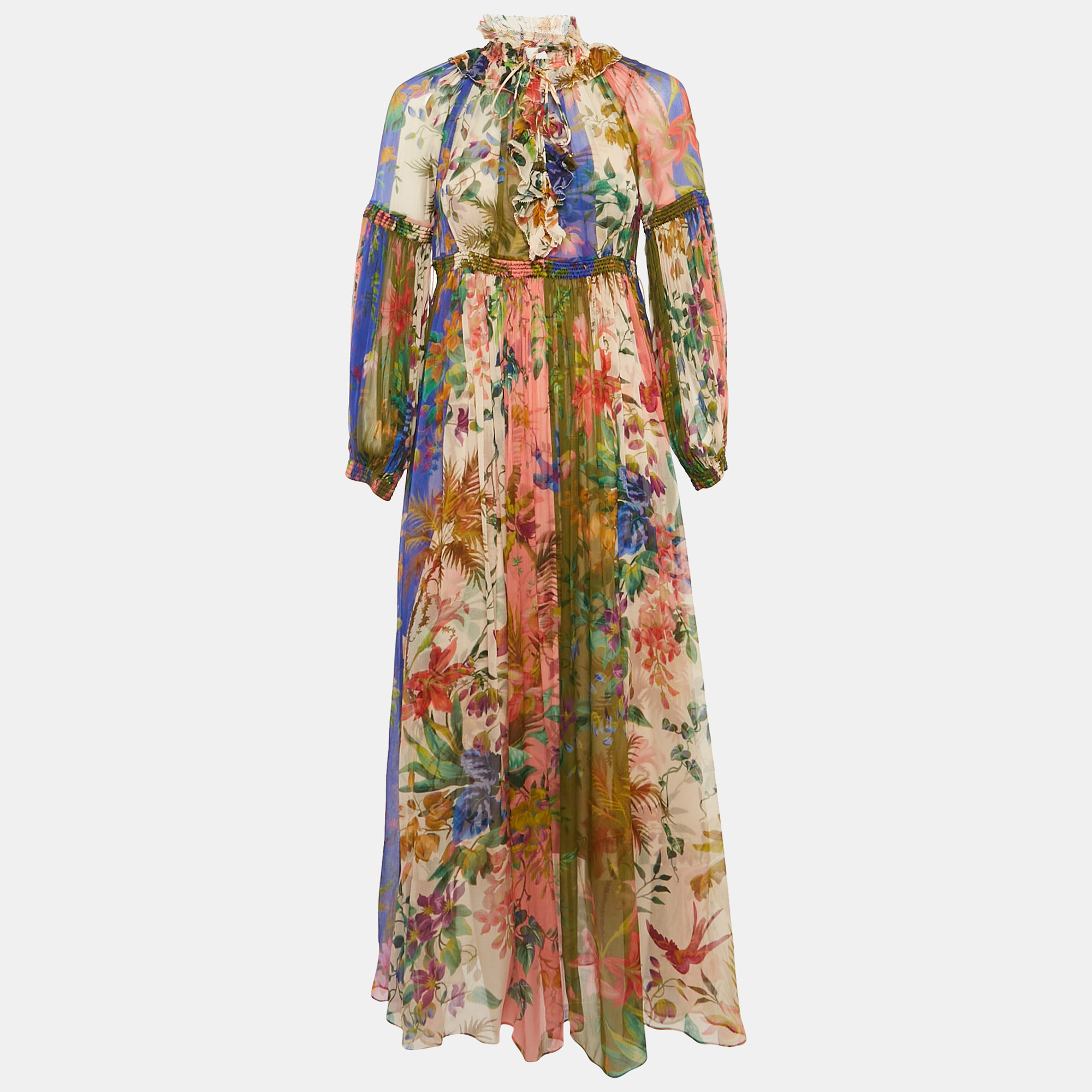 

Zimmermann Multicolor Floral Print Chiffon Silk Maxi Dress S