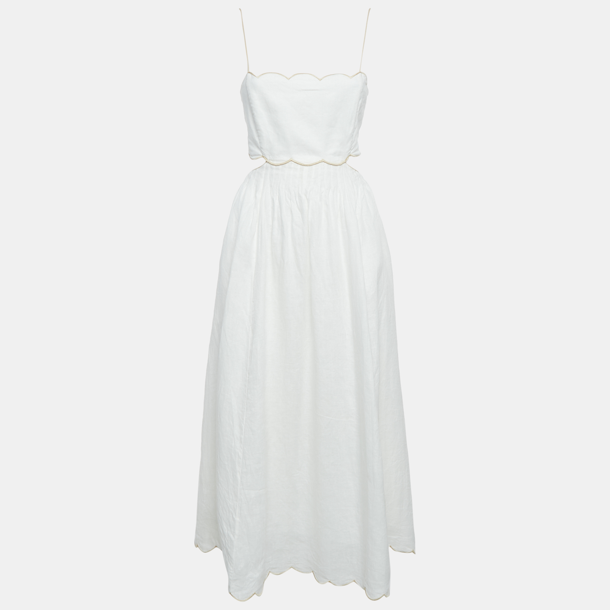 

Zimmermann White Linen Lace-Up Detail Cut-Out Midi Dress XL