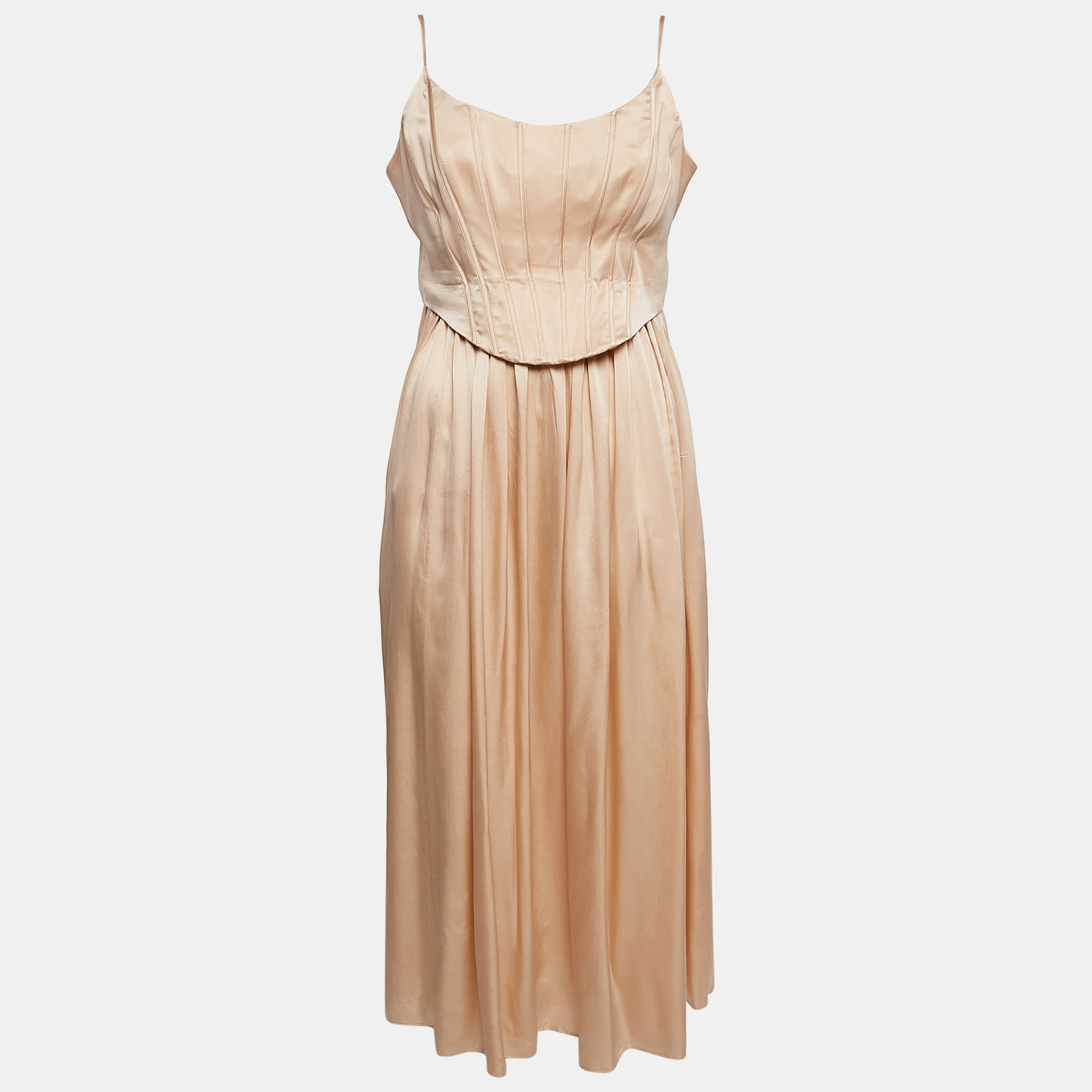 

Zimmermann Beige Satin Silk Corset Midi Dress L