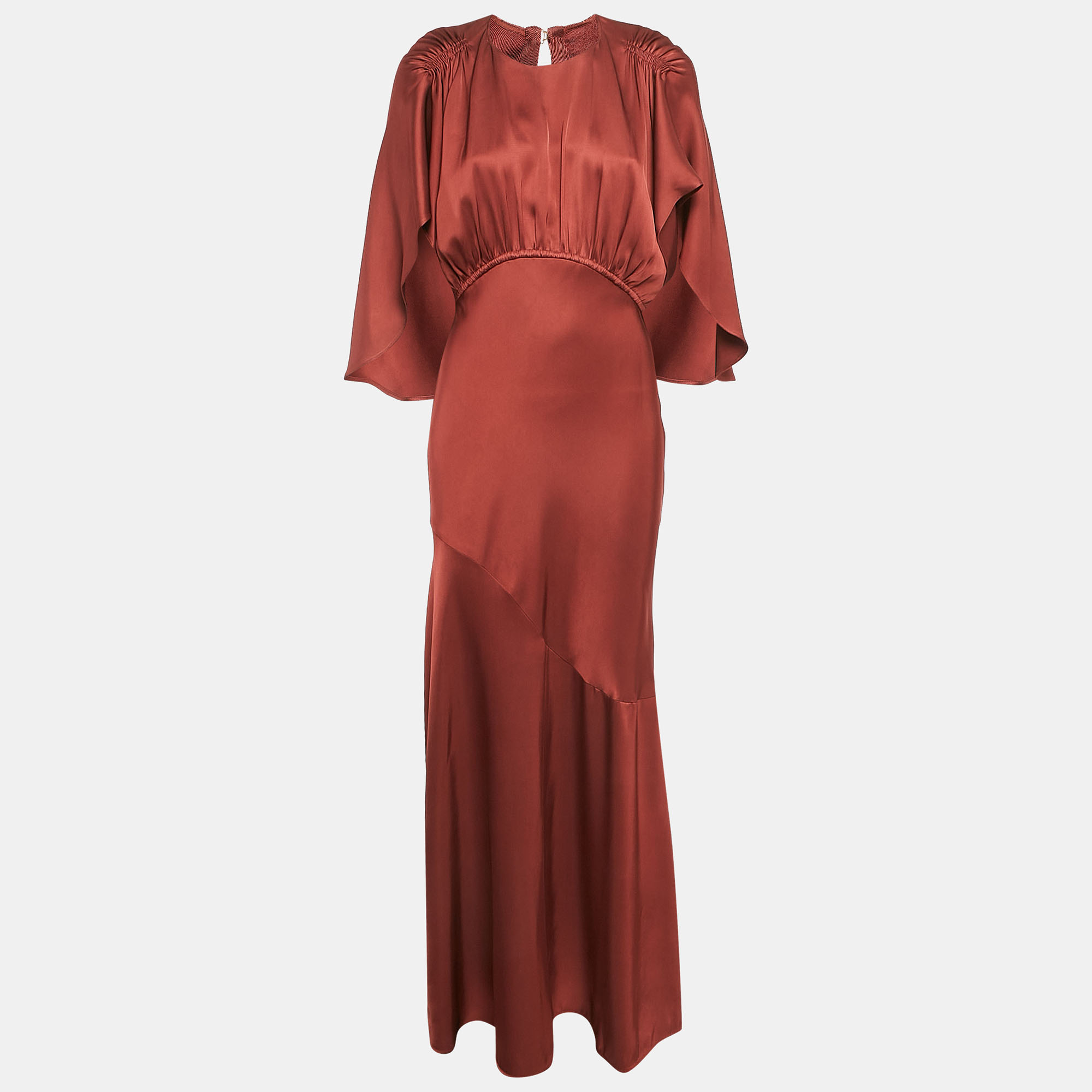 

Zimmermann Brown Satin Eden Cape Maxi Dress M