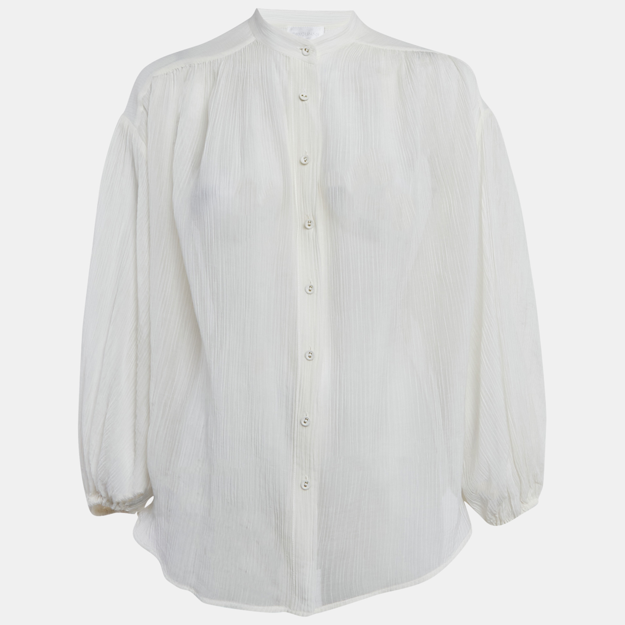 

Zimmermann White Crinkle Cotton Voile Loose Fit Shirt M