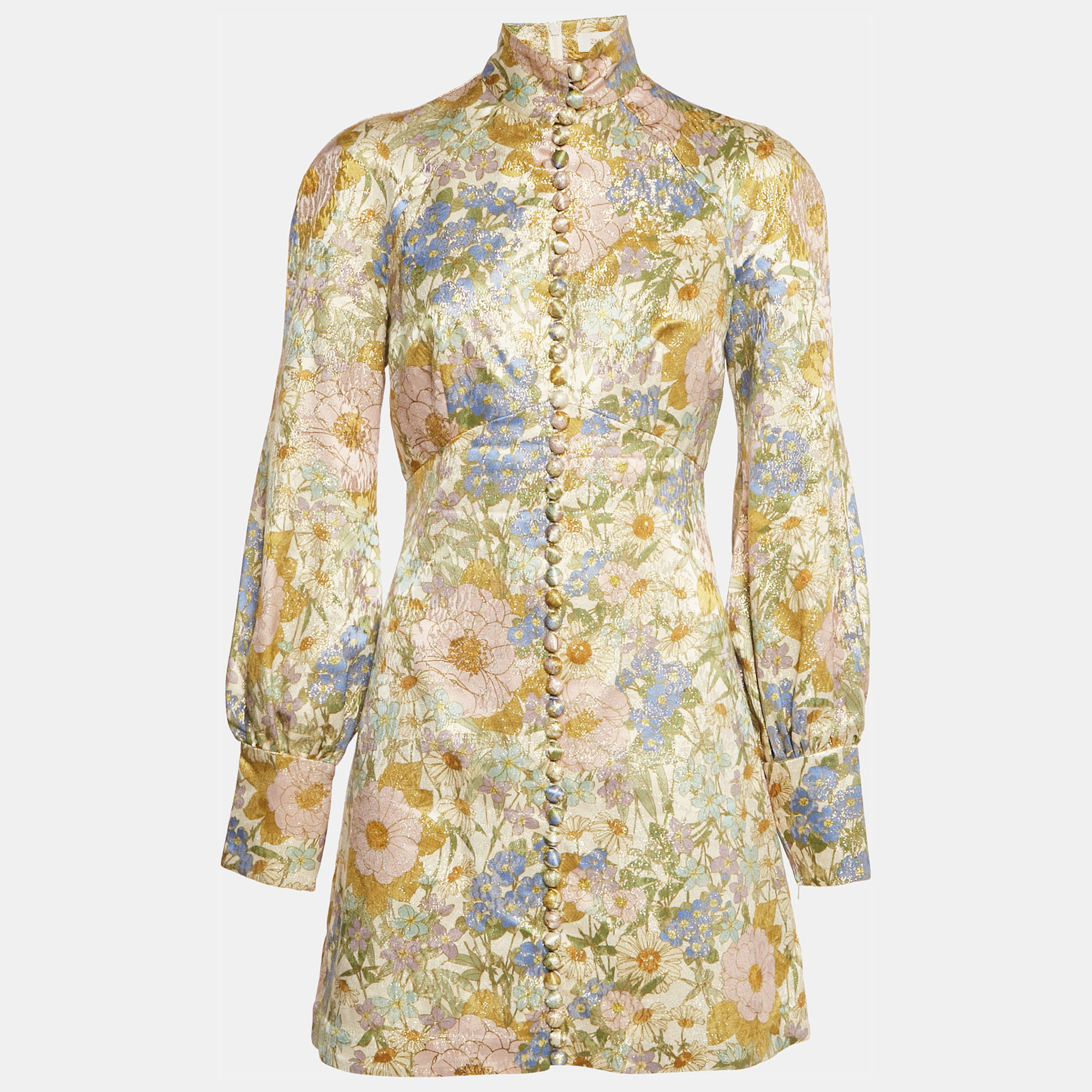 

Zimmermann Multicolor Lurex Cotton Blend Long Sleeve Mini Dress S