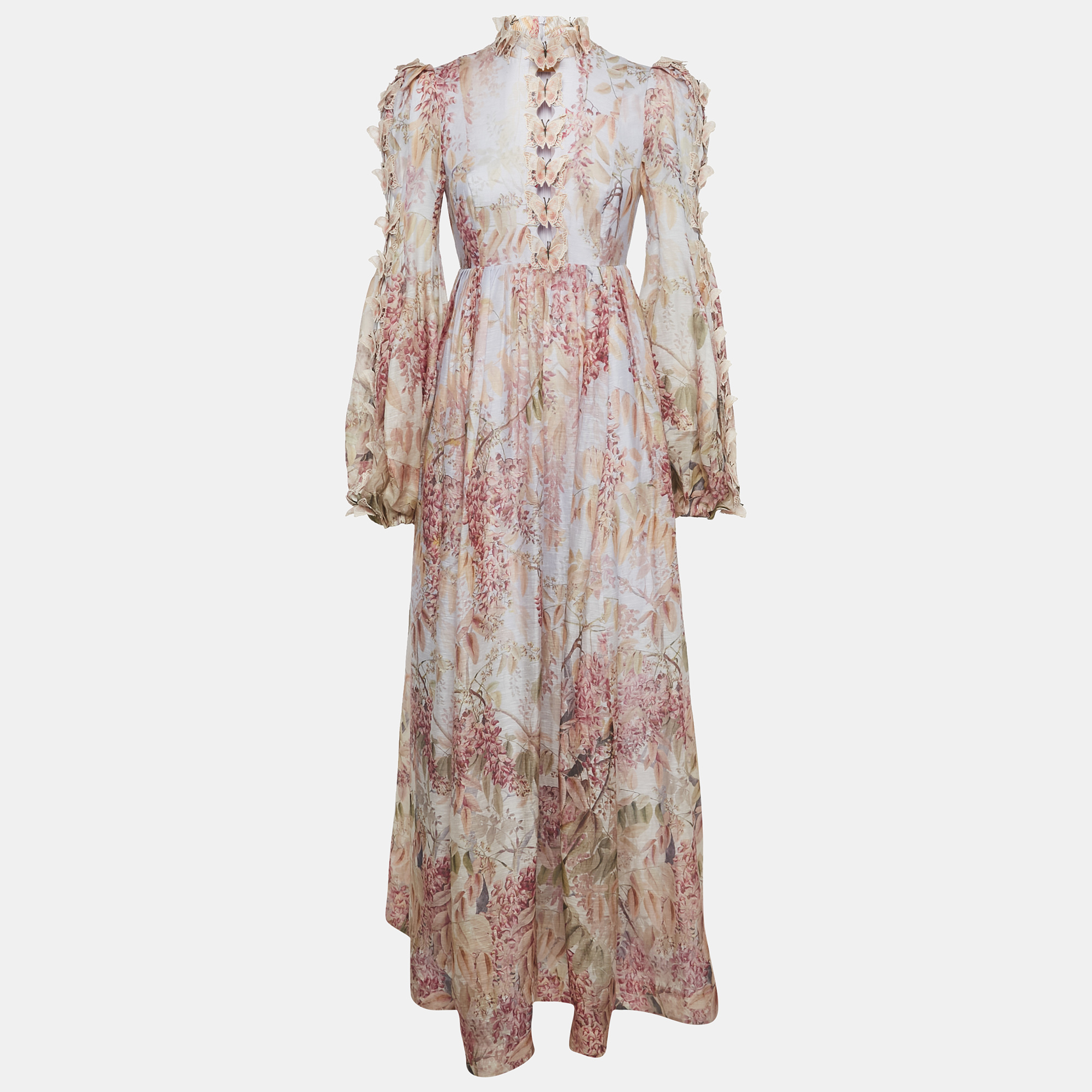 

Zimmermann Pink Botanica Butterfly Linen Blend Maxi Dress M