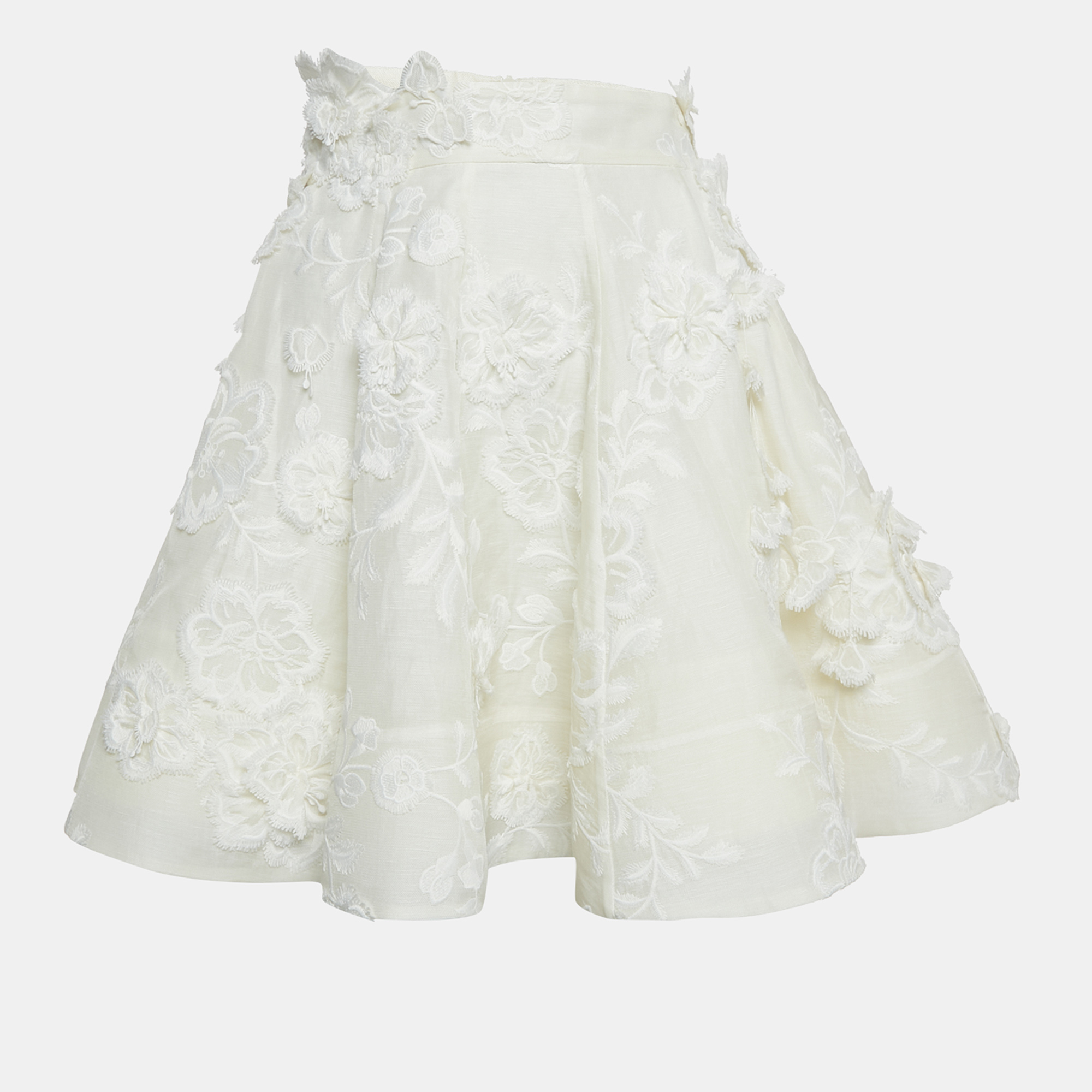 

Zimmermann White Applique Detail Lenin Flared Skirt M