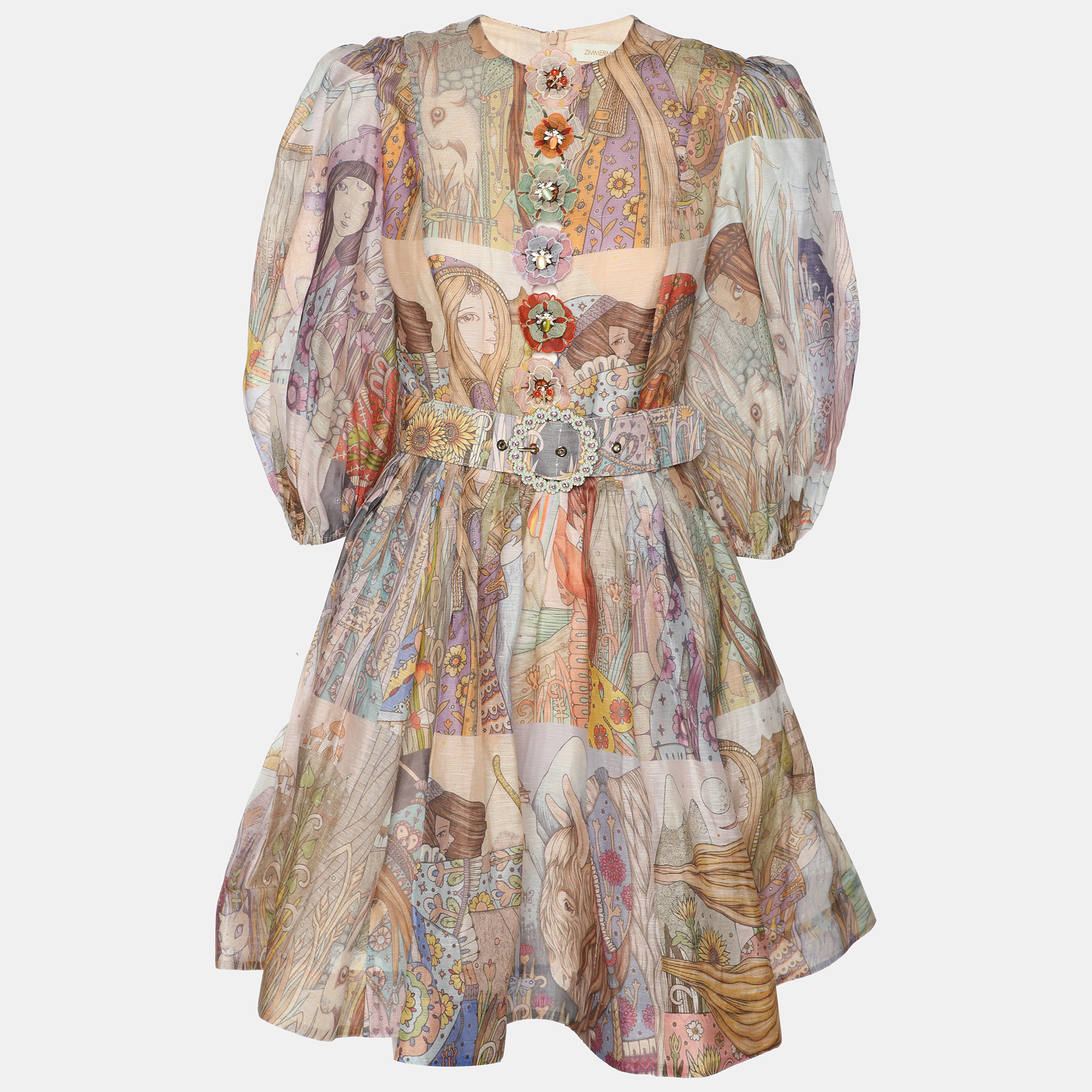 Pre-owned Zimmermann Multicolor Printed Cotton Blend Kaleidoscope Mini Dress Xs
