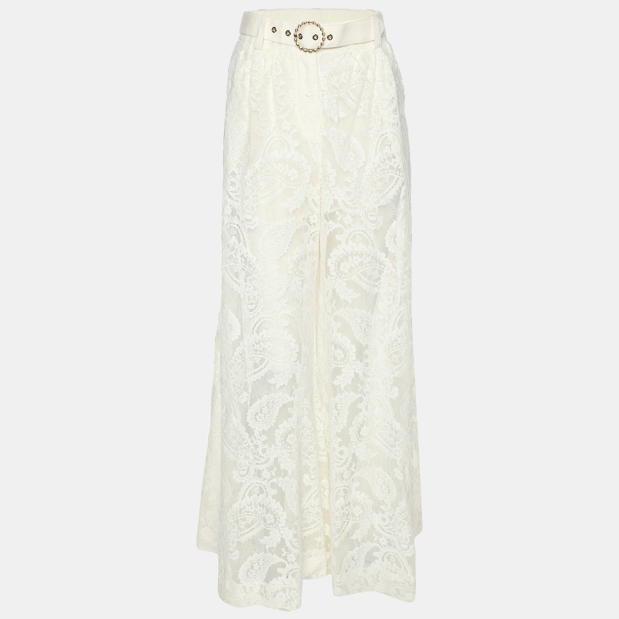 

Zimmermann White Lace Wonderland Wide Leg Pants XS