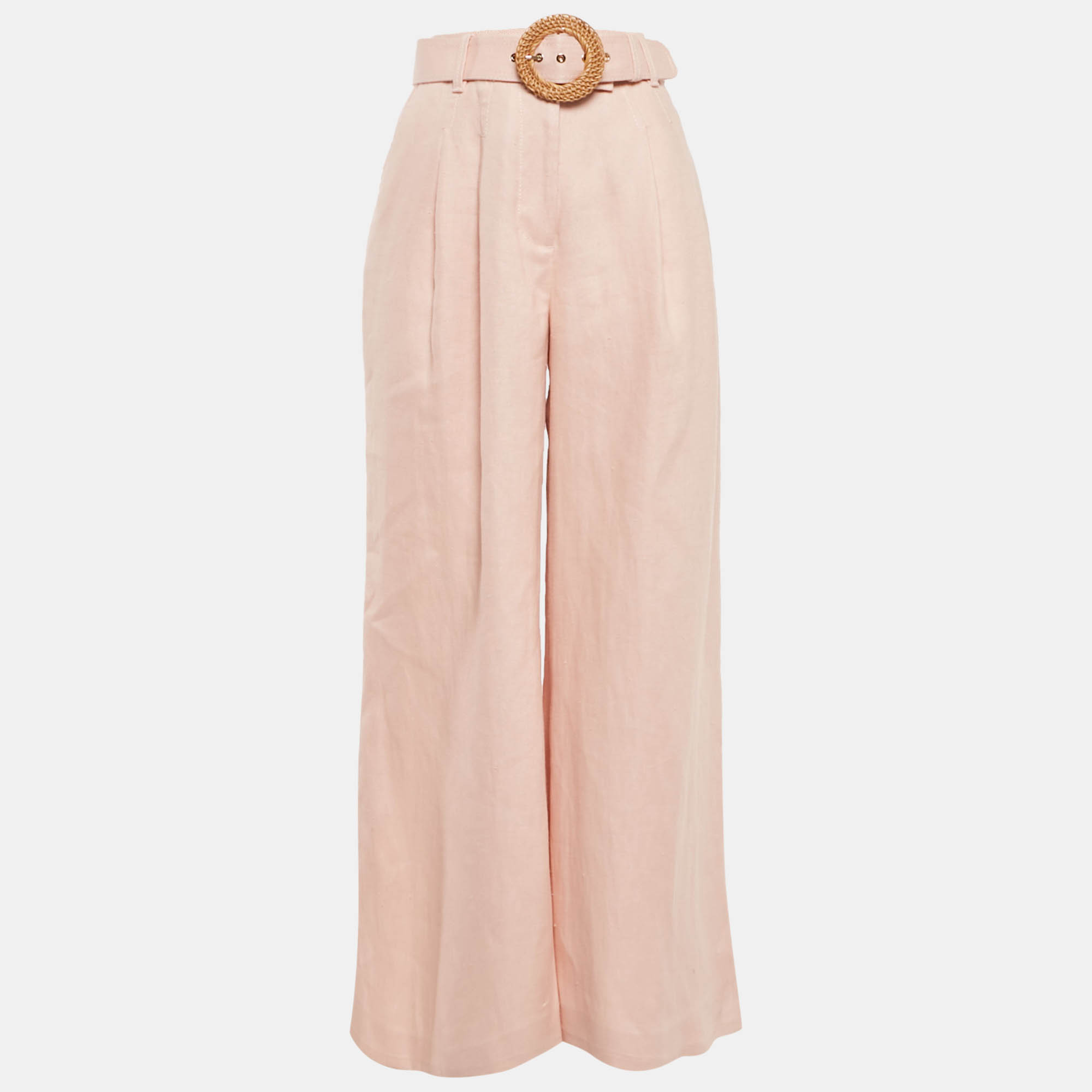 

Zimmermann Pink Linen Belted Flared Trousers M