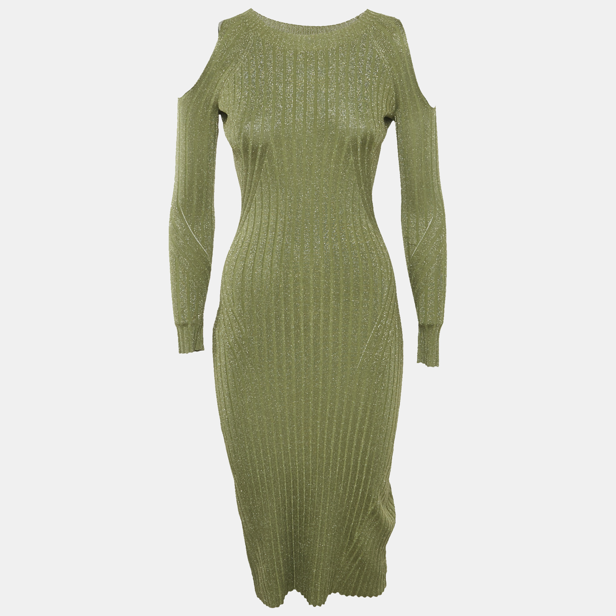 

Zimmermann Green Lurex Knit Cold Shoulder Bodycon Dress XS