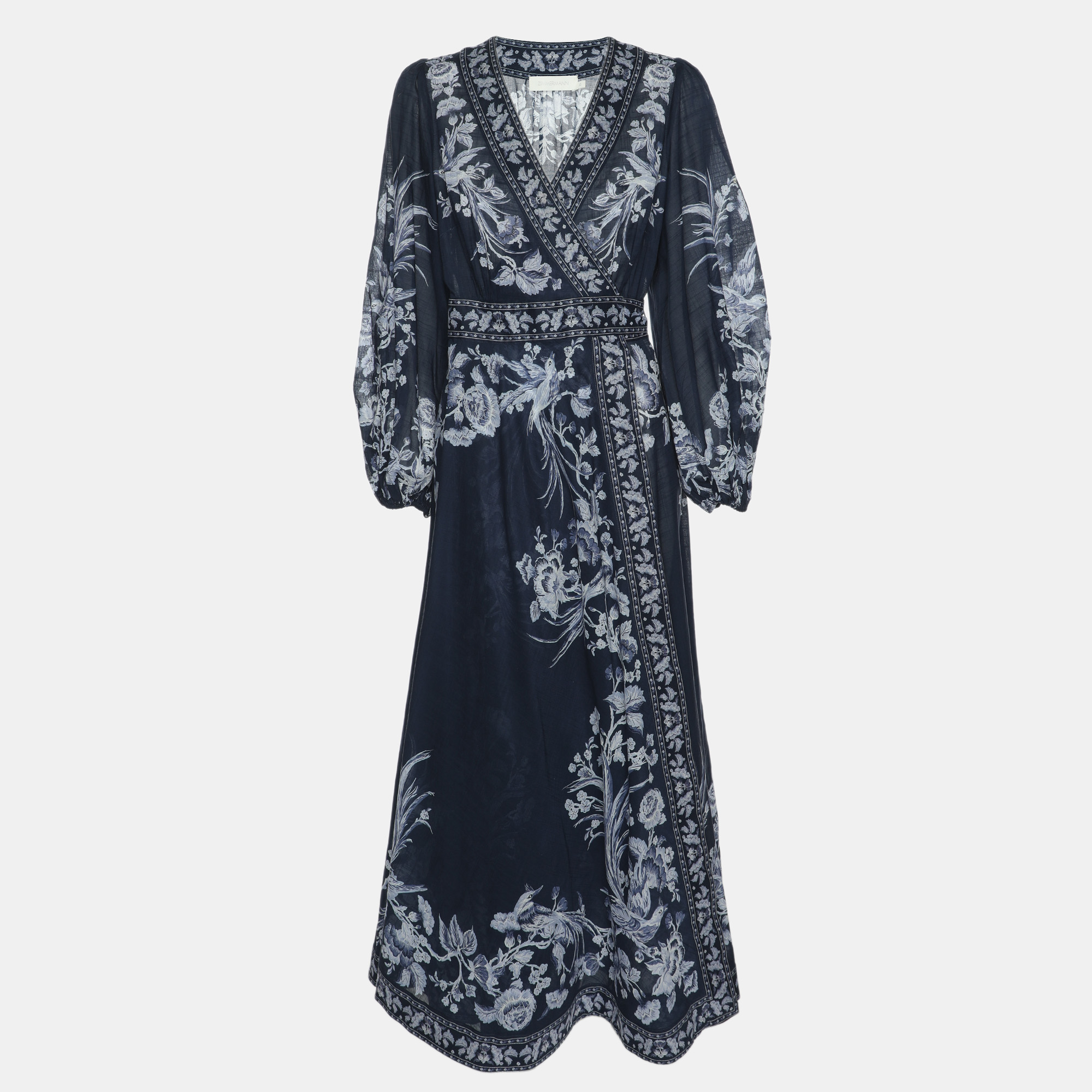 

Zimmermann Blue Printed Cotton Wrap Dress S
