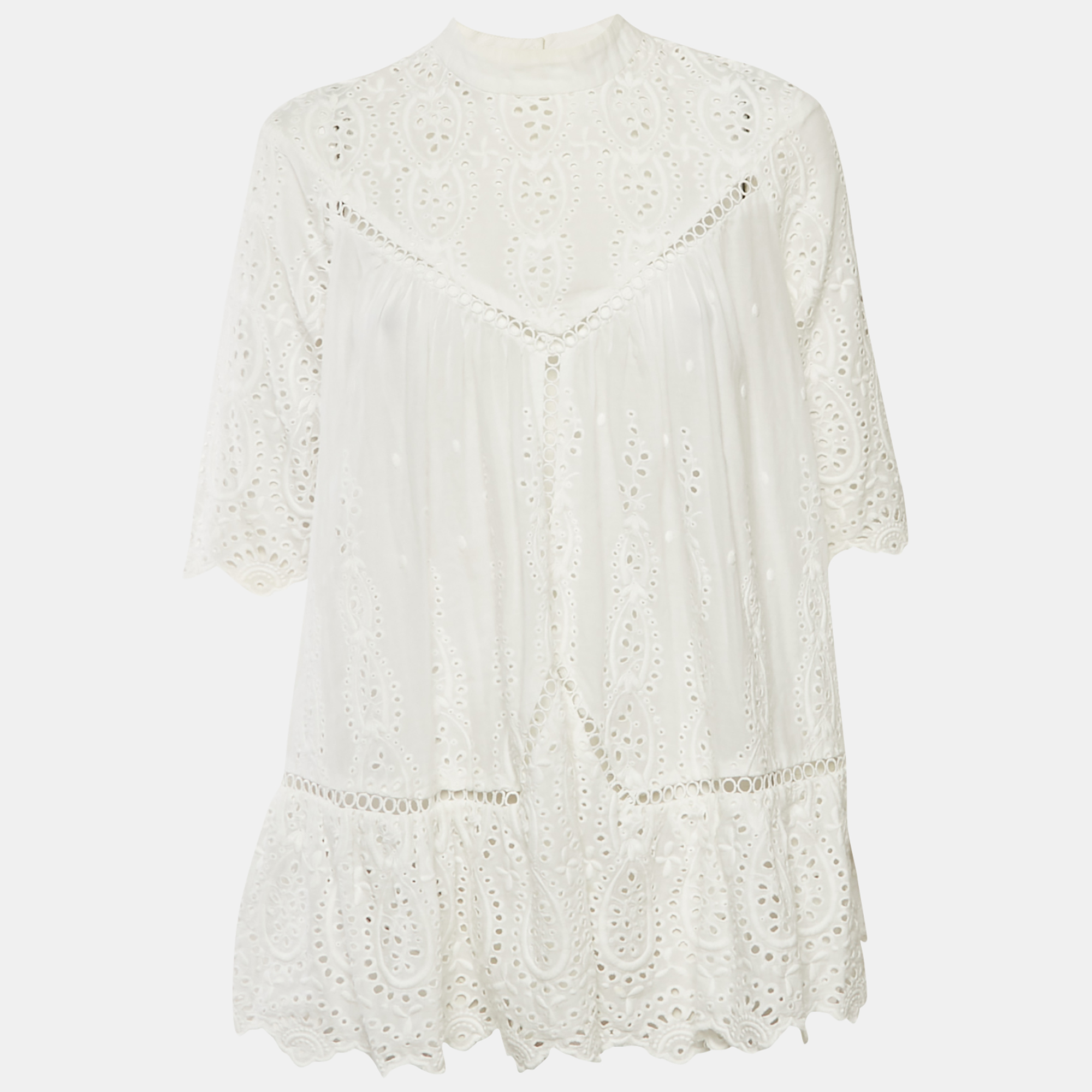 

Zimmermann White Cotton Broderie Anglaise A-Line Dress M
