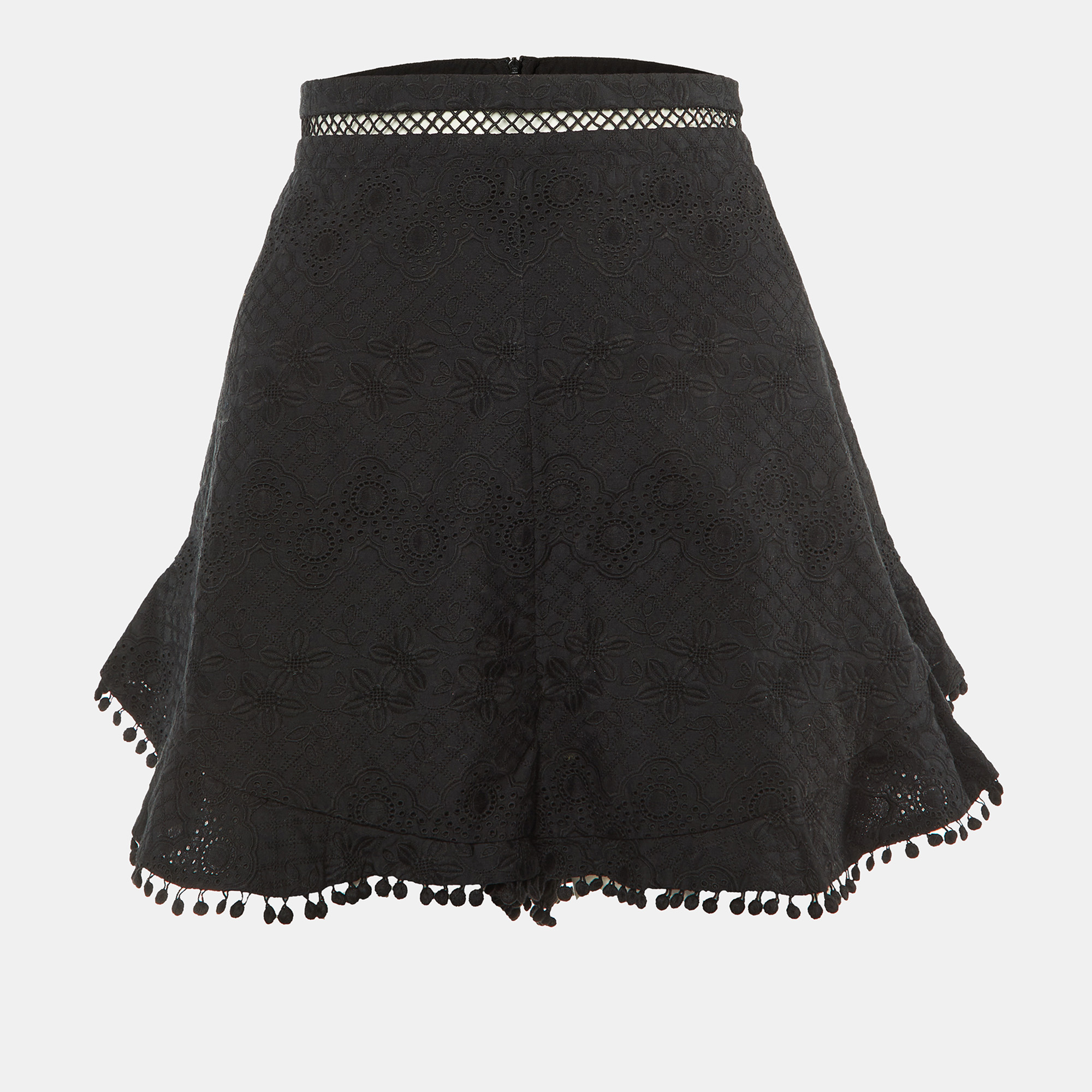 

Zimmermann Black Cotton Caravan Flutter Shorts L