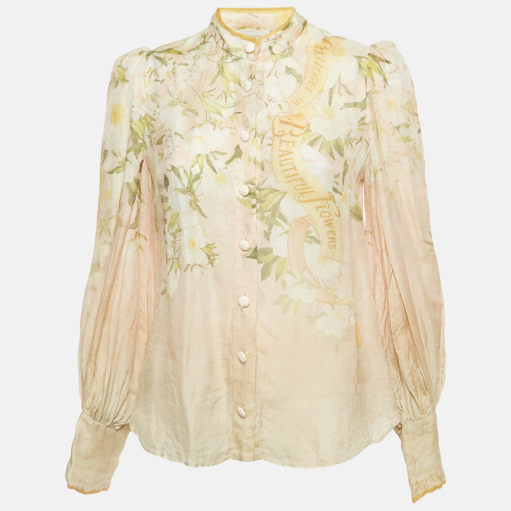 

Zimmermann Cream Printed Linen & Silk Top S