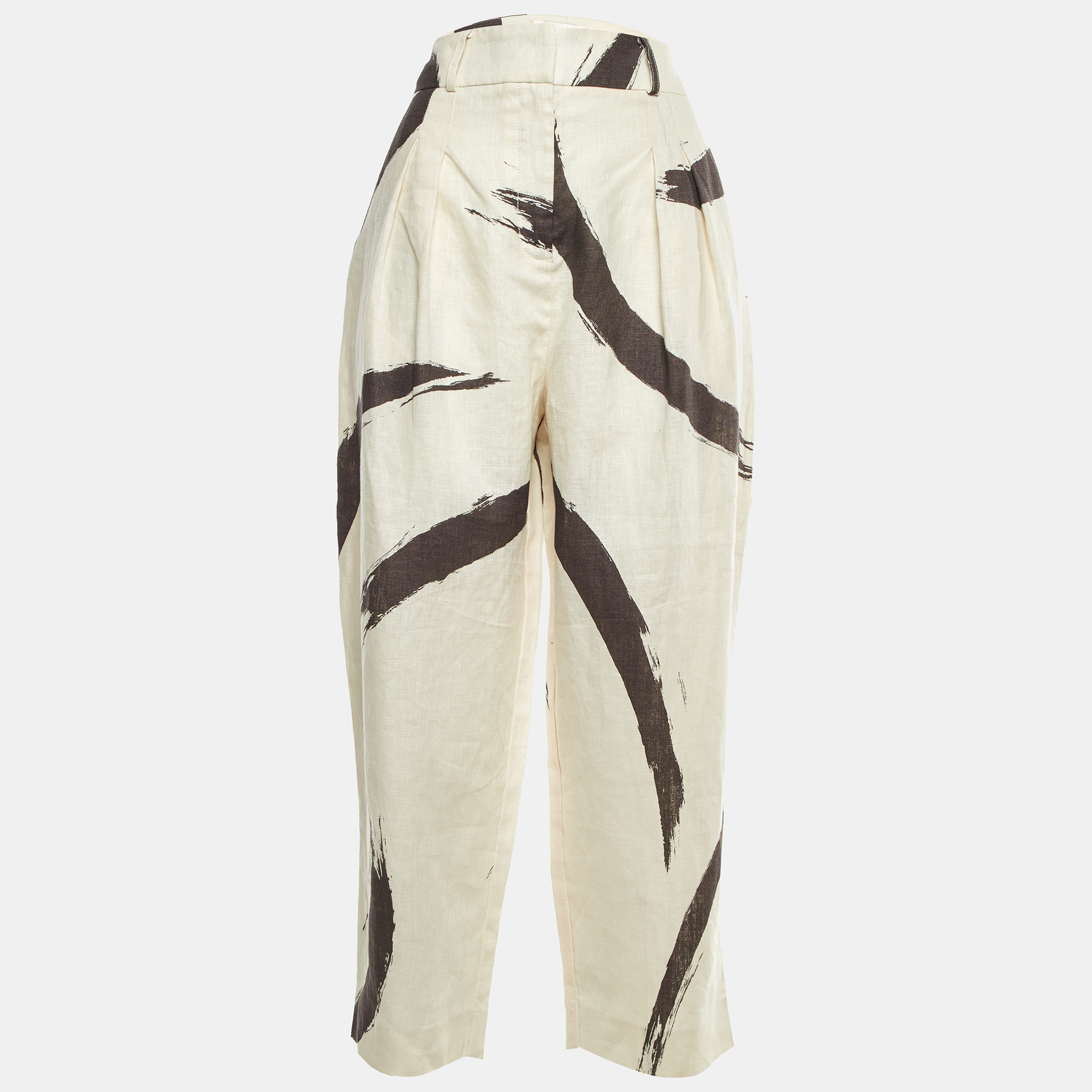 

Zimmermann Beige/Black Printed Linen Trousers S