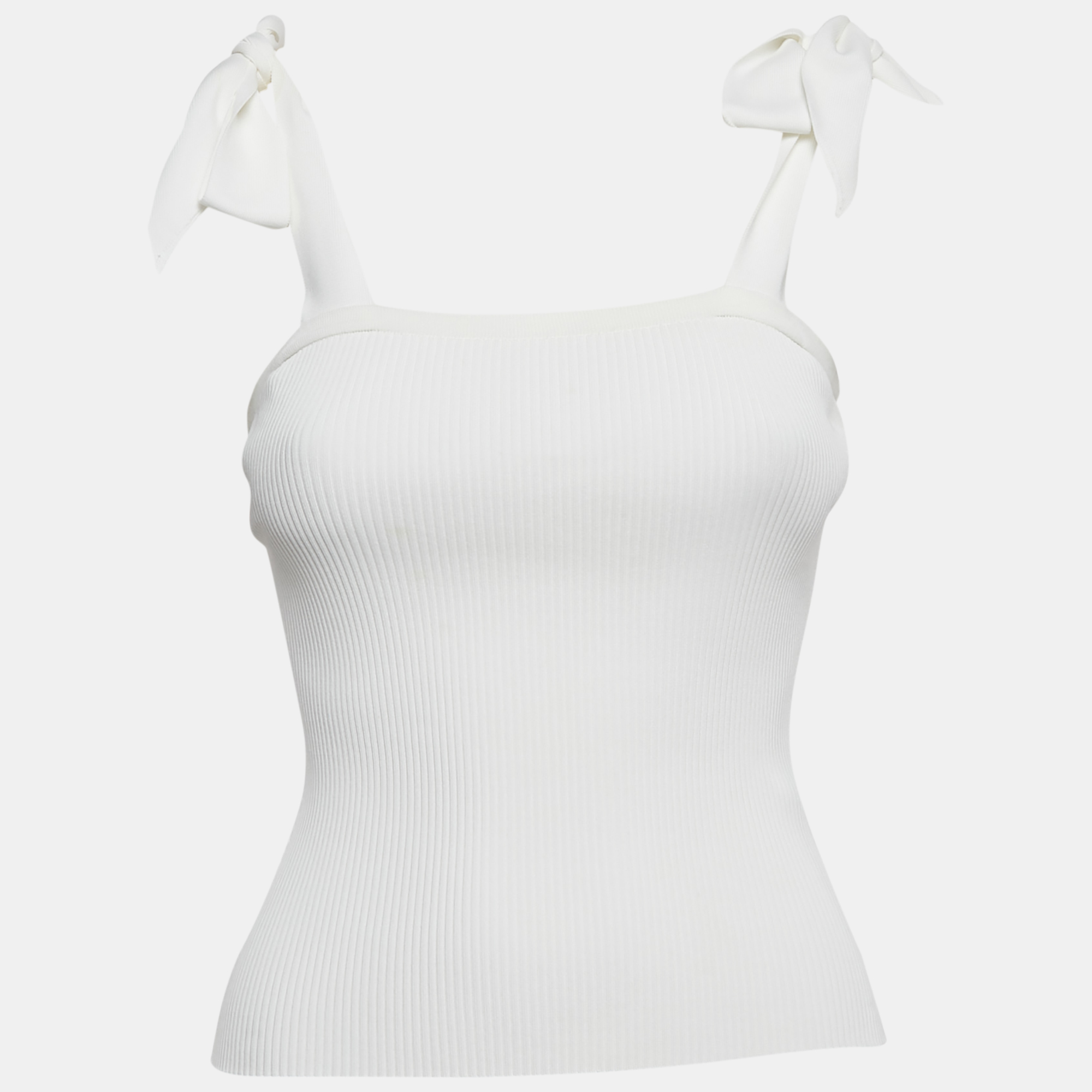 Pre-owned Zimmermann White Rib Knit Sleeveless Tie-up Top Xs