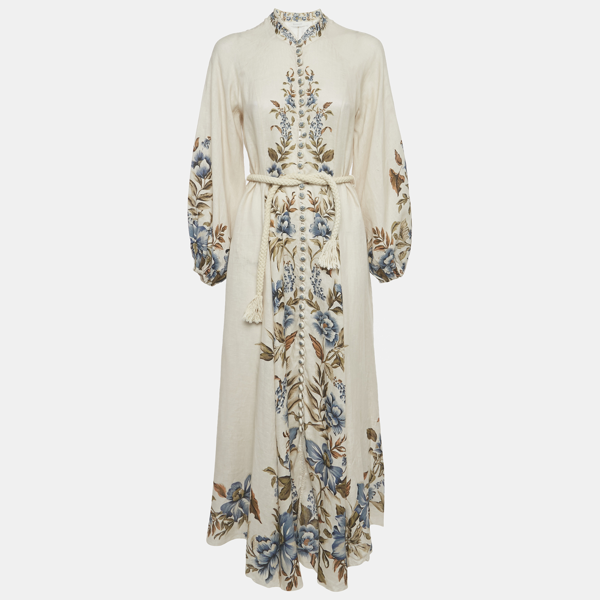 

Zimmermann Beige Printed Linen Aliane Maxi Dress M