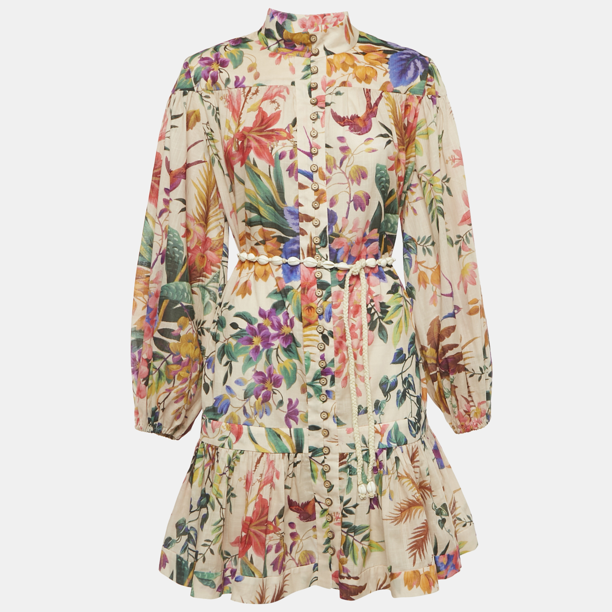 

Zimmermann Multicolor Floral Print Cotton Flounce Mini Dress M