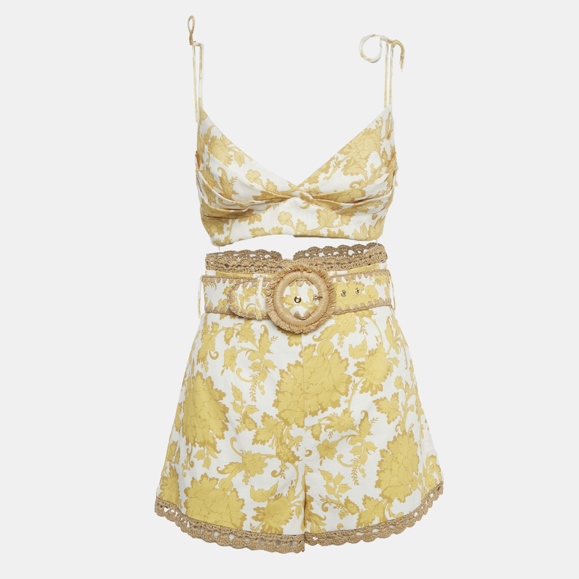 

Zimmermann Yellow Printed Cotton Bralette & Shorts Set S