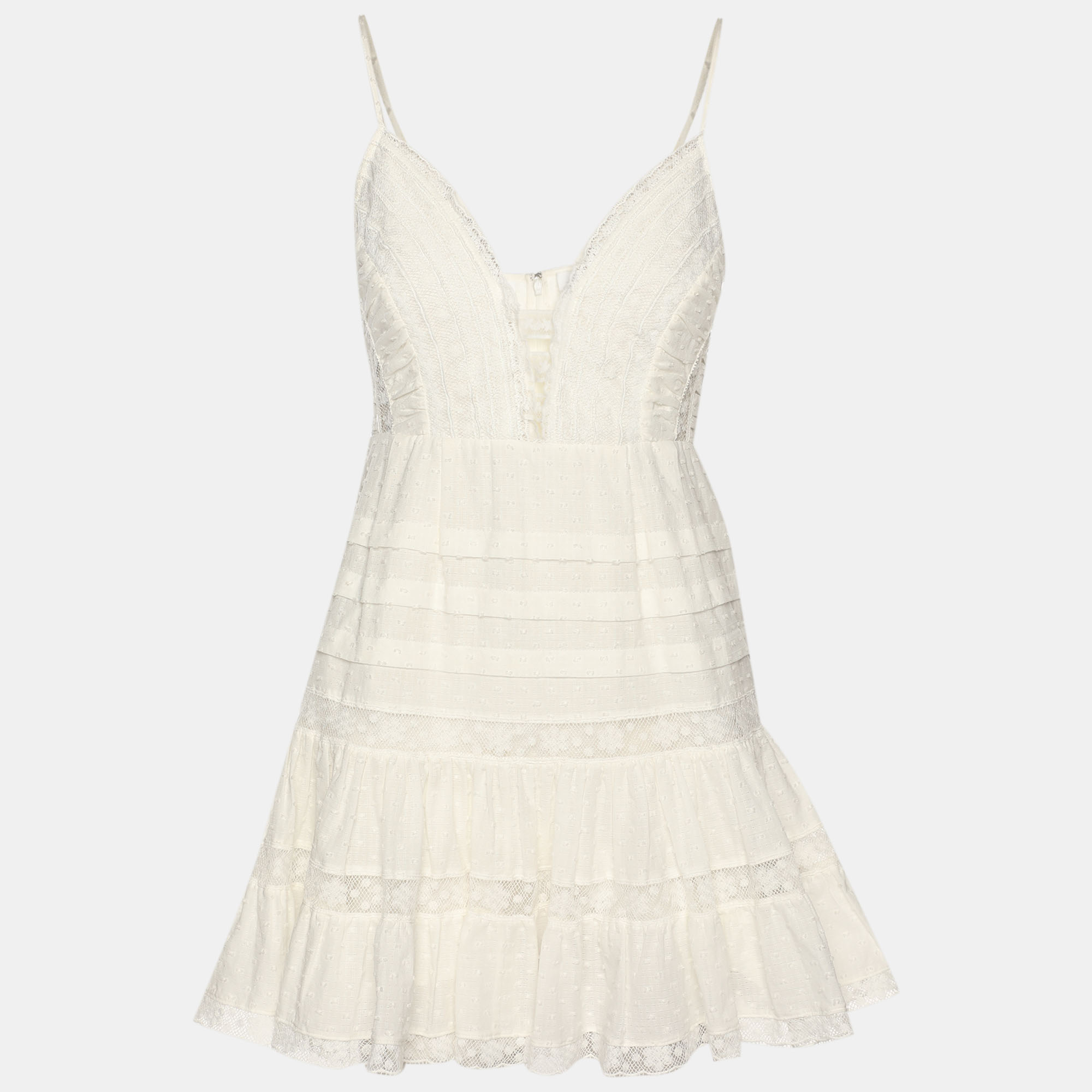 

Zimmermann White Lace Paneled Mini Dress XS
