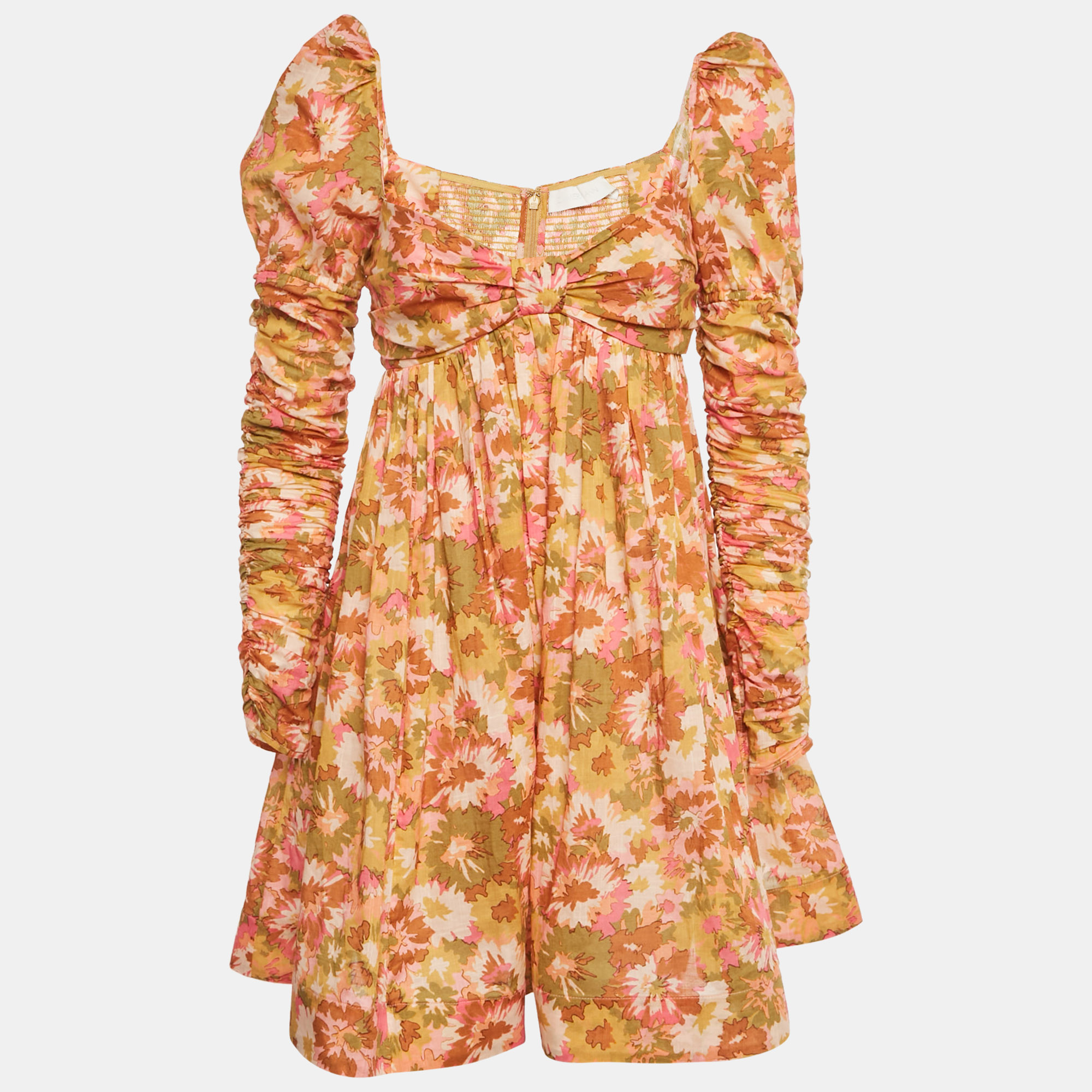 

Zimmermann Yellow Floral Print Cotton Violet Mini Dress S