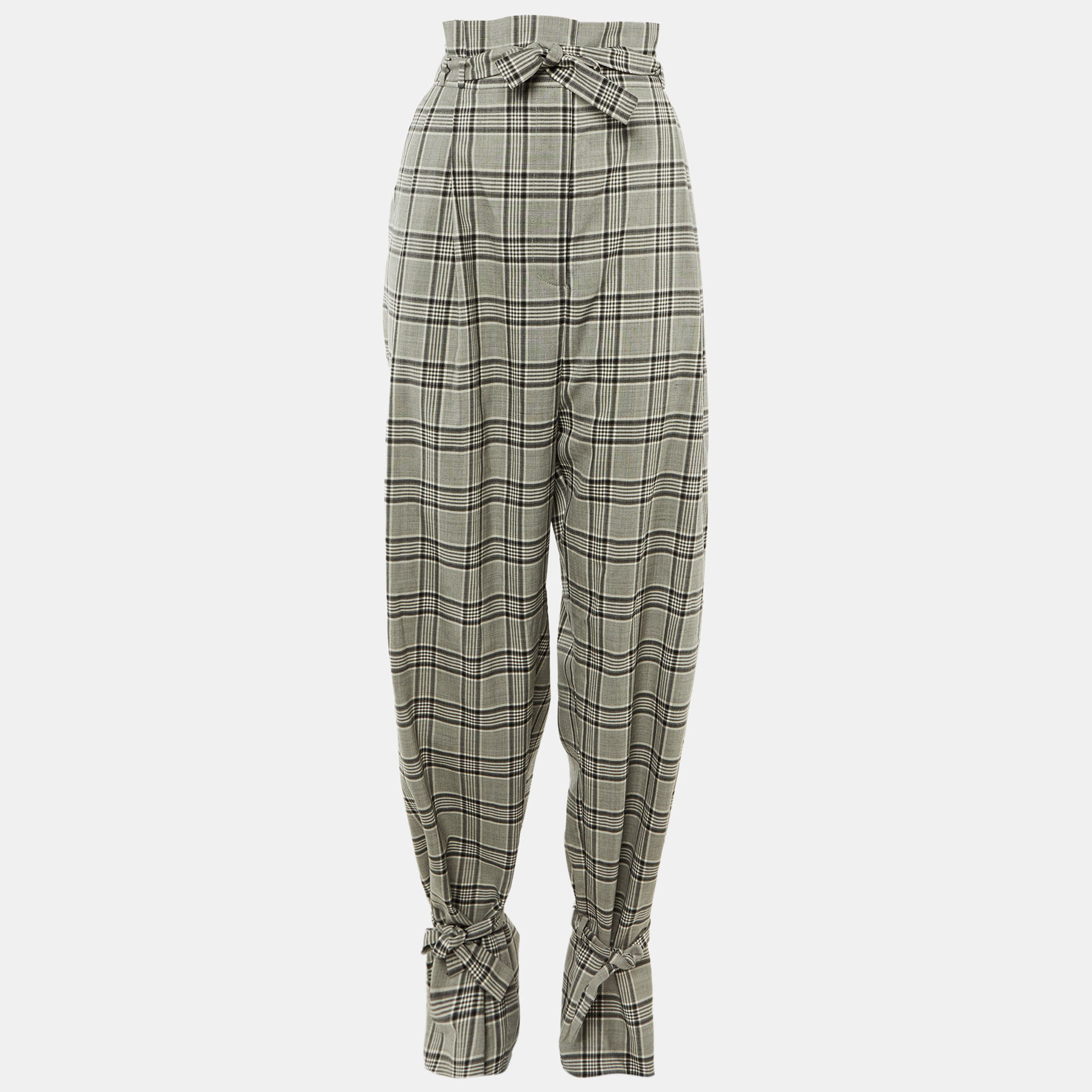

Zimmerman Black /Grey Checkered Print Wool Trousers L