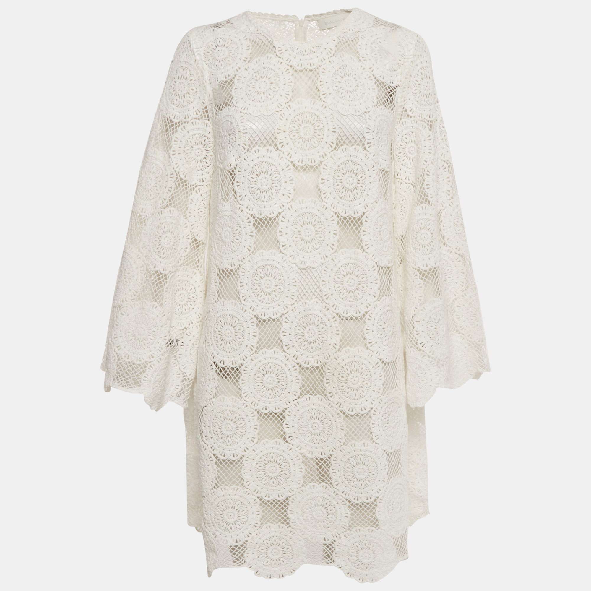 

Zimmermann White Crochet Sheer Mini Dress L