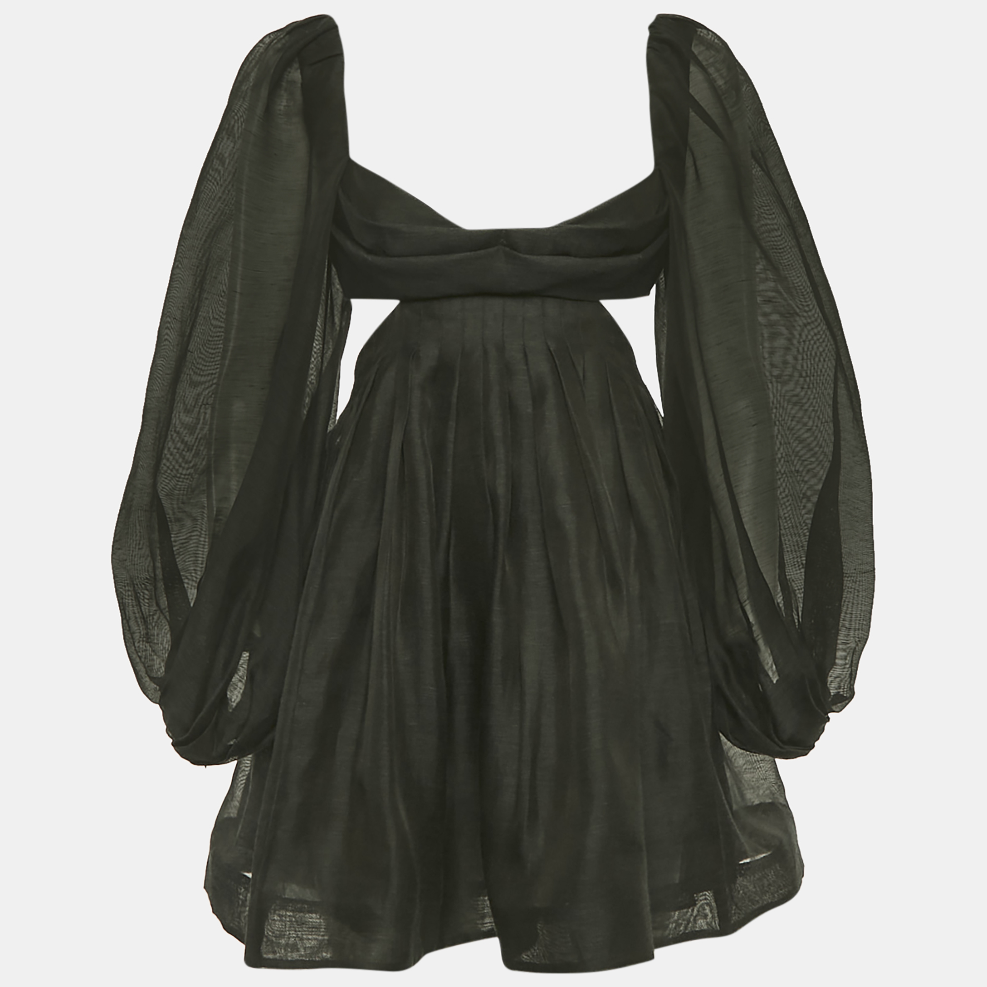 Pre-owned Zimmermann Black Cut-out Linen Mini Dress Xs