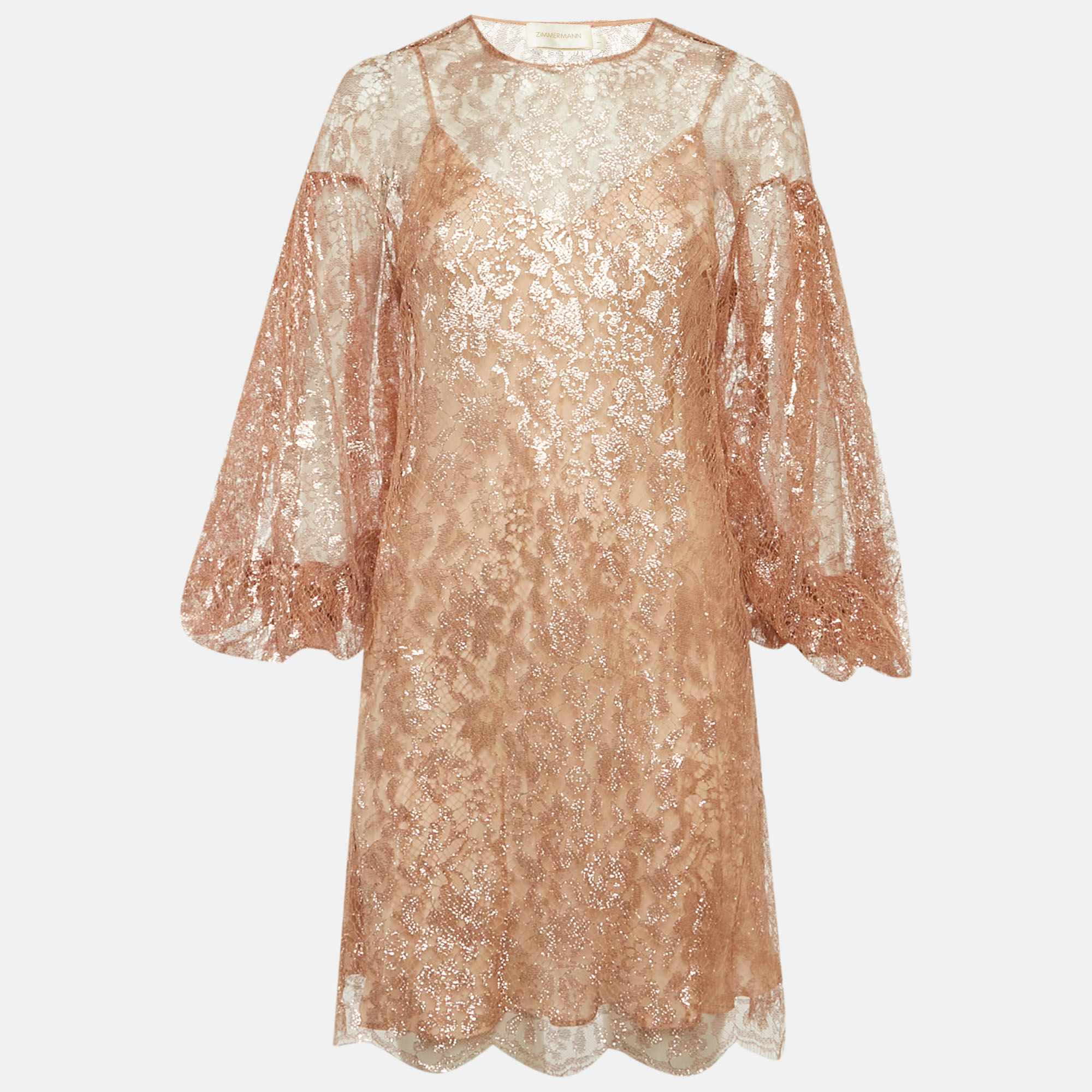 

Zimmermann Rose Gold Lace Mini Dress S, Pink