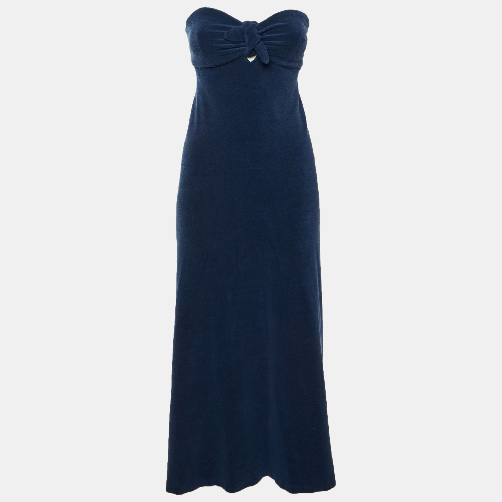 

Zimmermann Navy Blue Terry Strapless Front Knot Detail Midi Dress L
