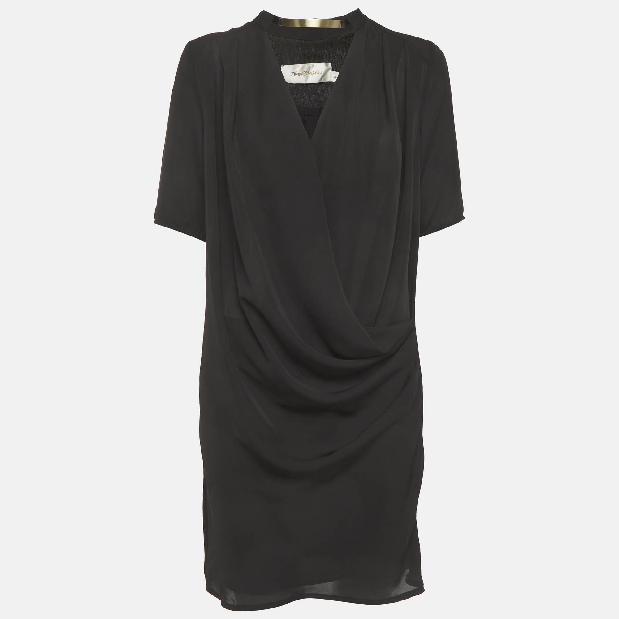 

Zimmermann Black Crepe Draped Mini Dress S