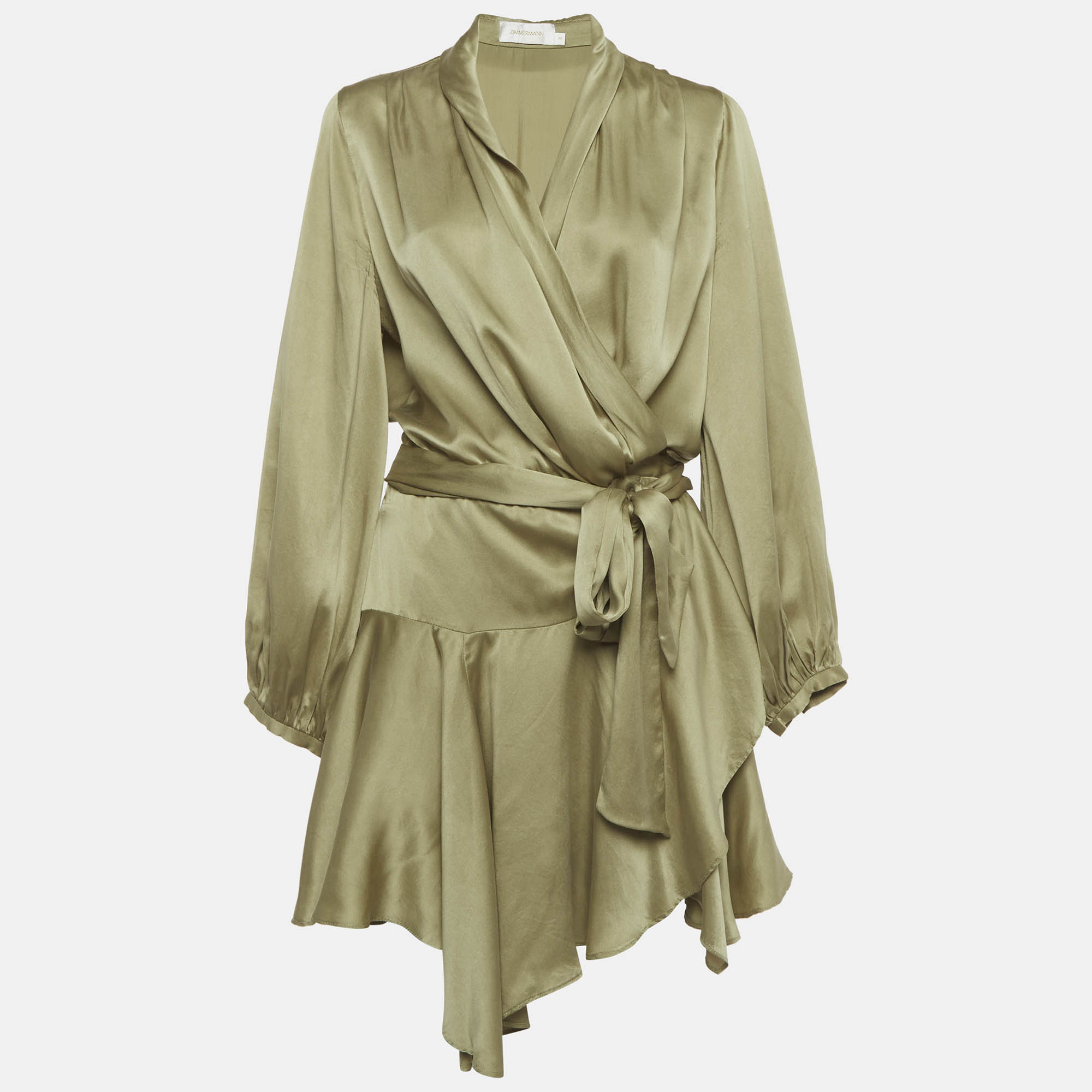 

Zimmermann Green Silk Ruffle Mini Dress L