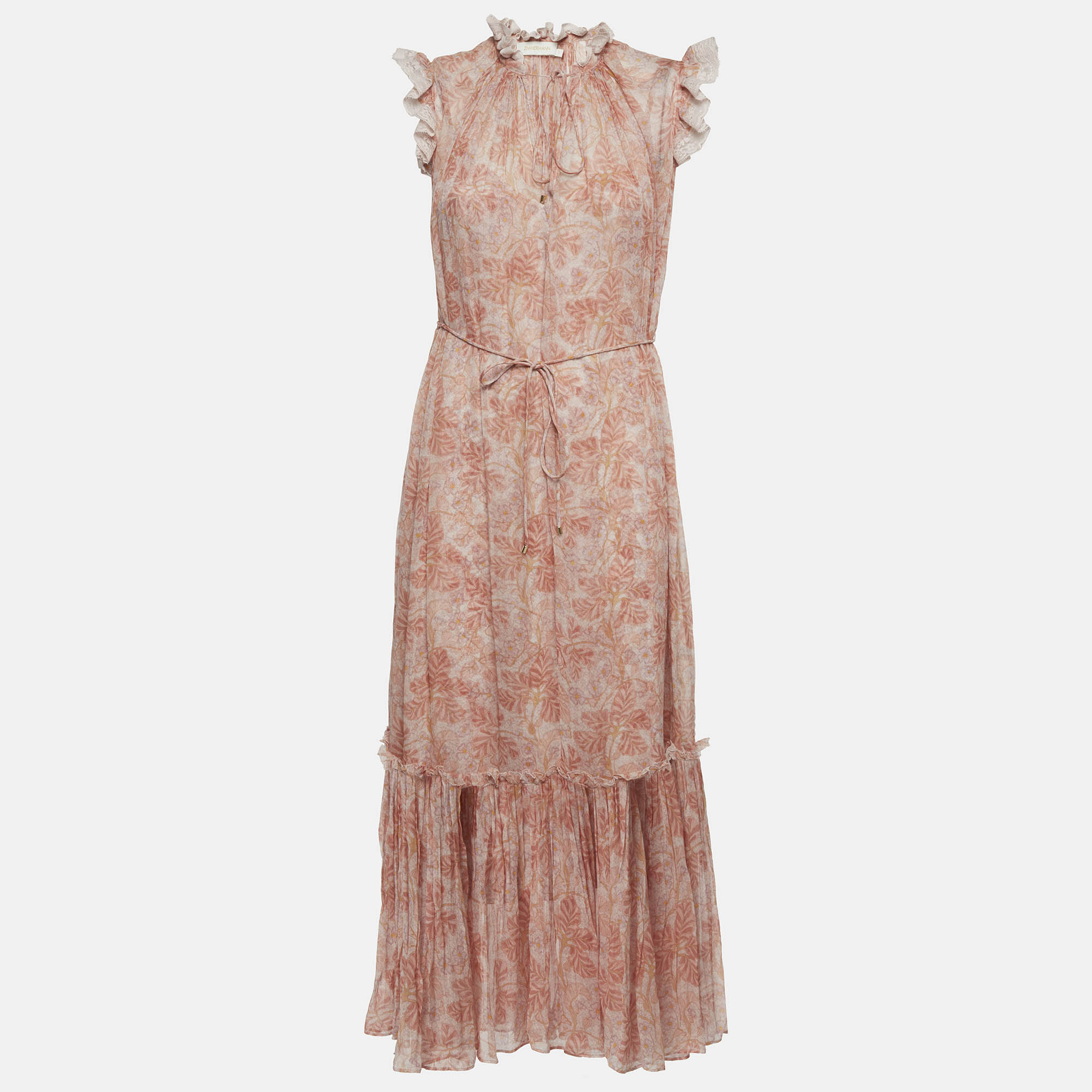 

Zimmermann Pink Floral Printed Chiffon Maxi Dress S