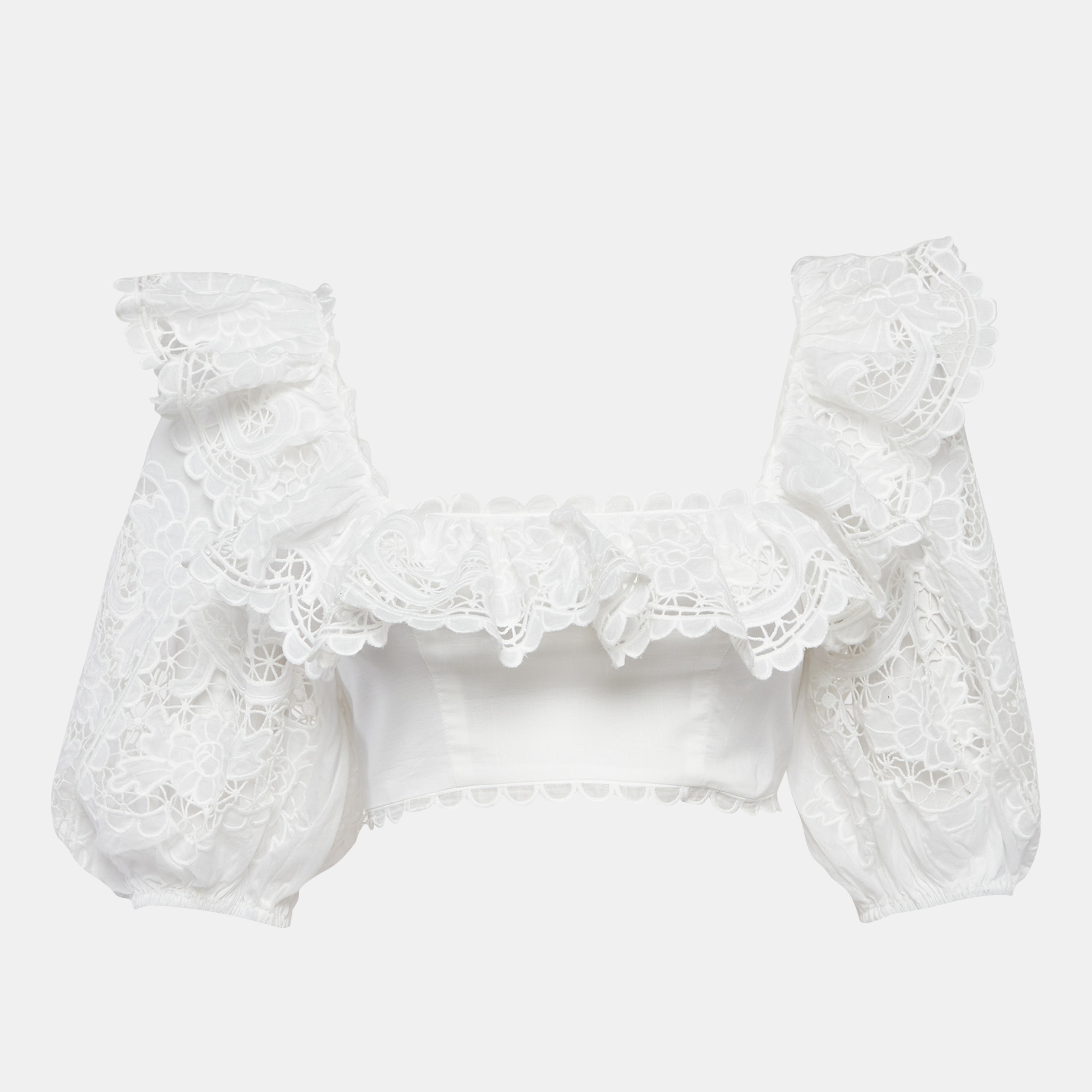 

Zimmermann White Lace Lulu Poplin Crop Top S