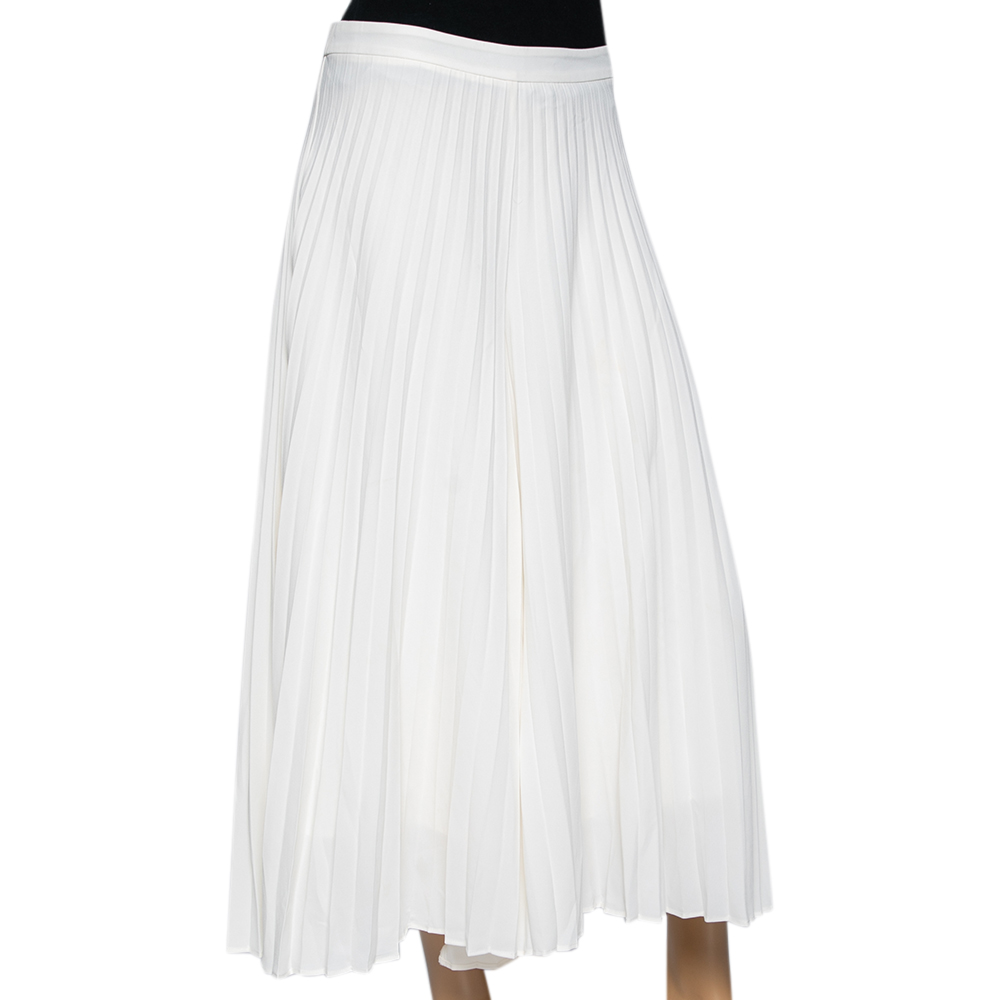 

Zimmermann Off White Crepe Pleated Cropped Palazzo Pants