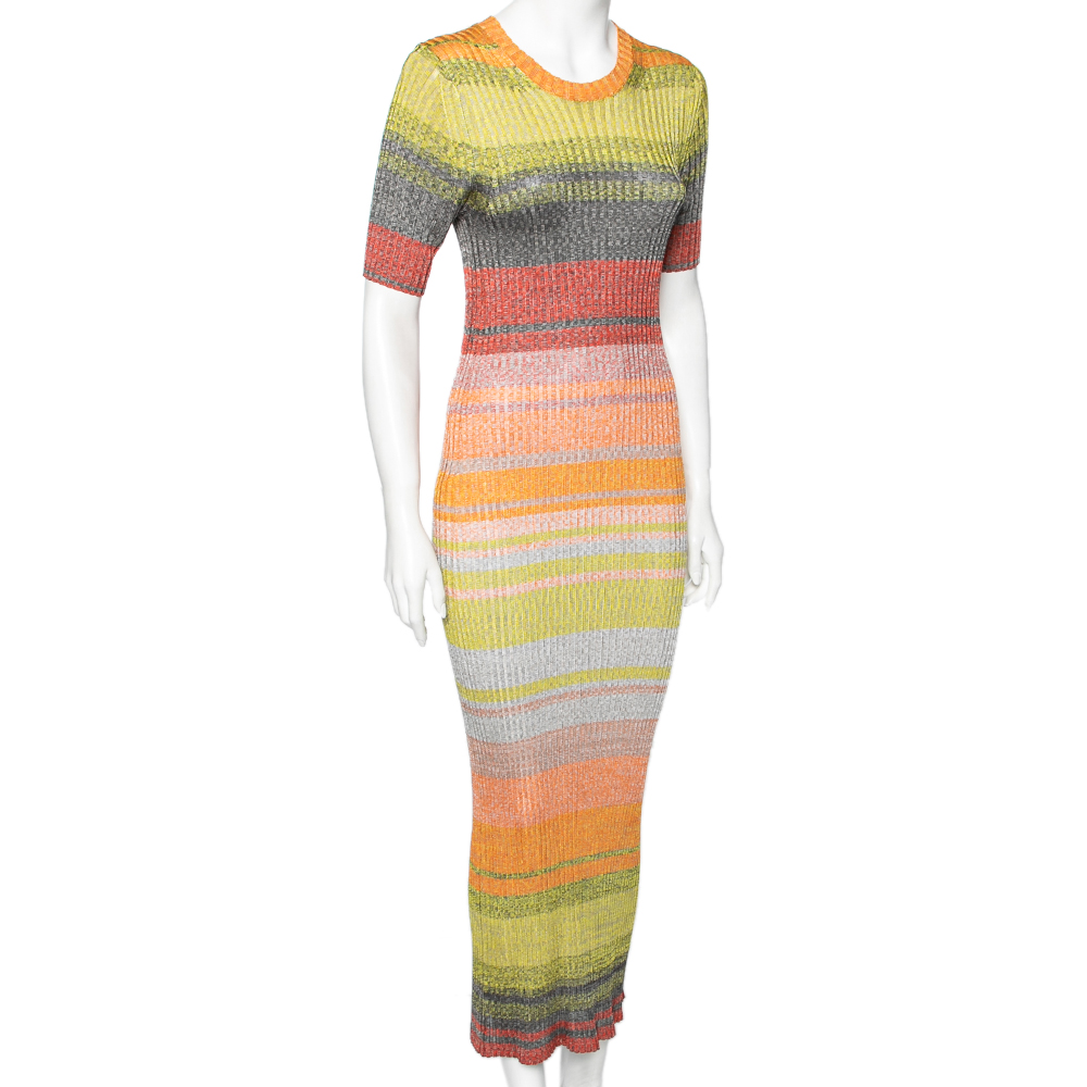 

Zimmermann Multicolored Brightside Striped Rib Knit Midi Dress, Multicolor