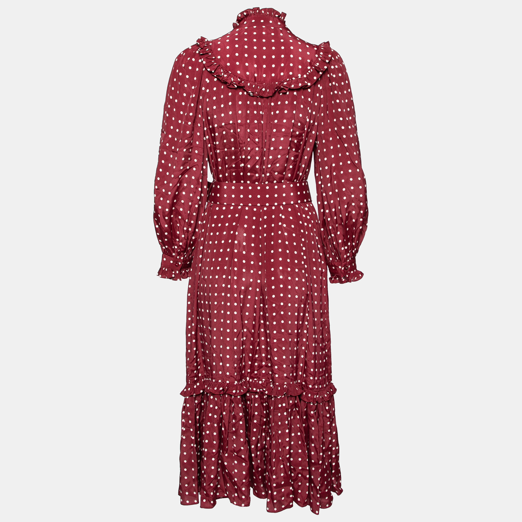 

Zimmermann Red Polka Dotted Crepe De Chine Belted Dress