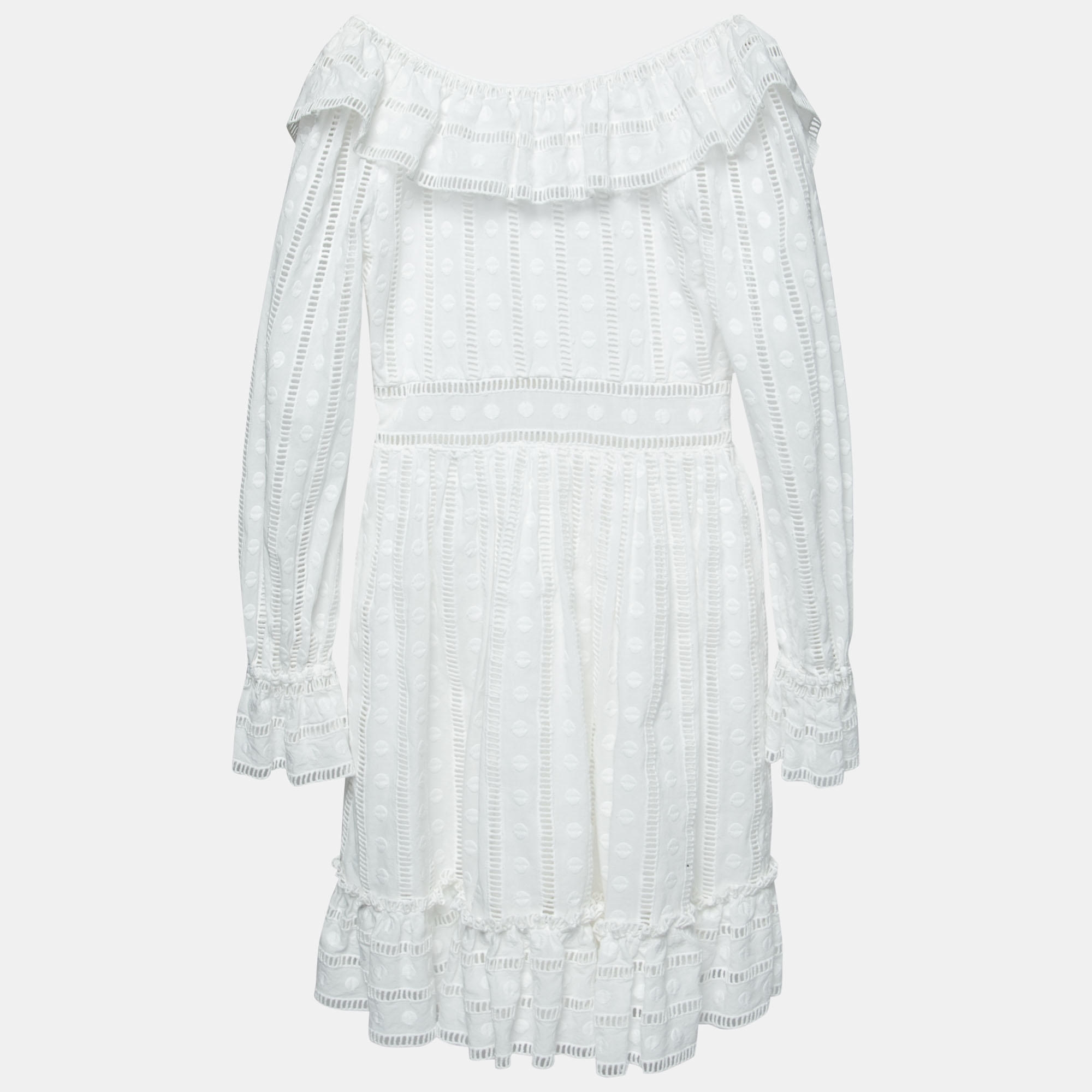 

Zimmermann White Cotton Swiss Dot Ruffle Dress