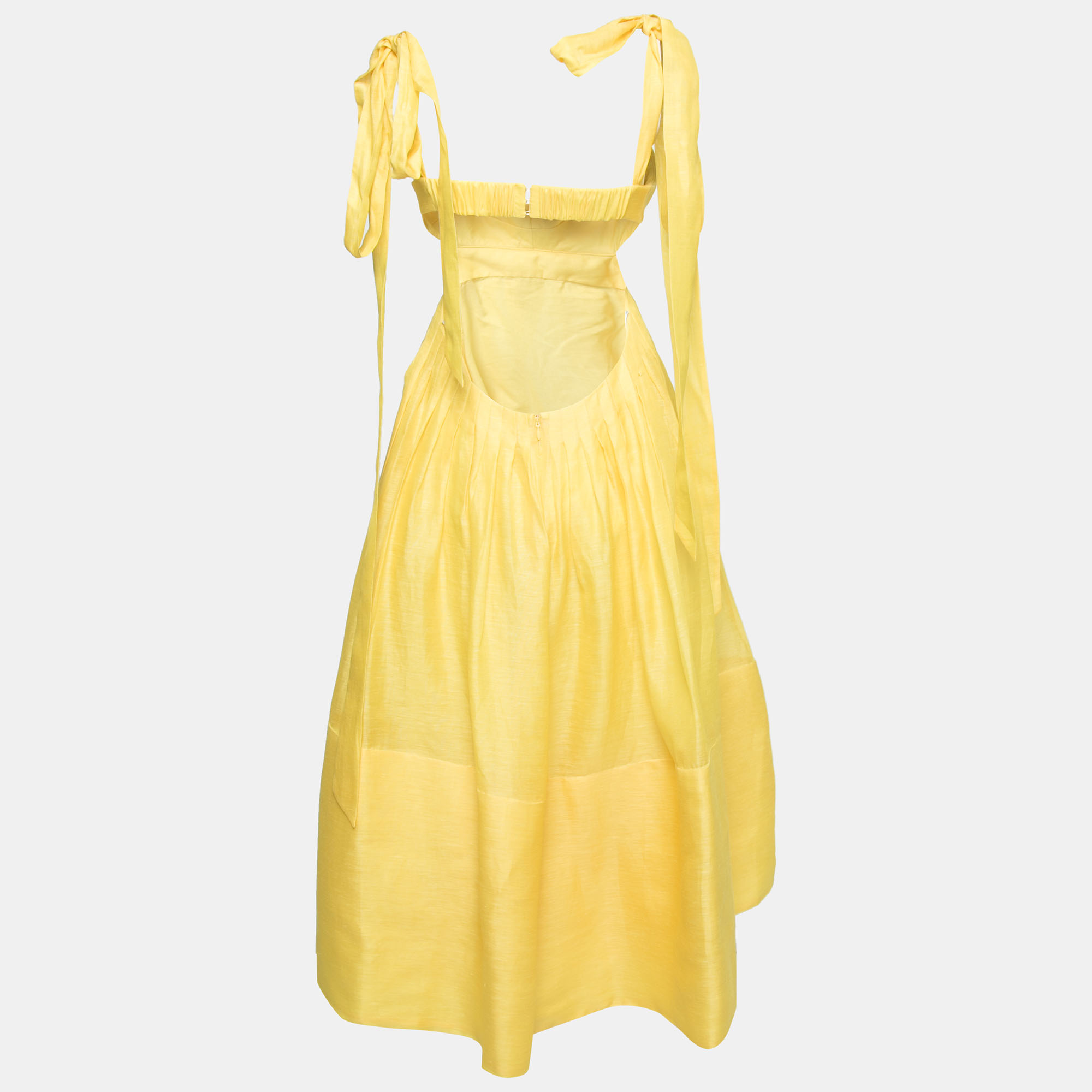 

Zimmermann Yellow Linen And Silk Cutout Botanica Brallete Gown